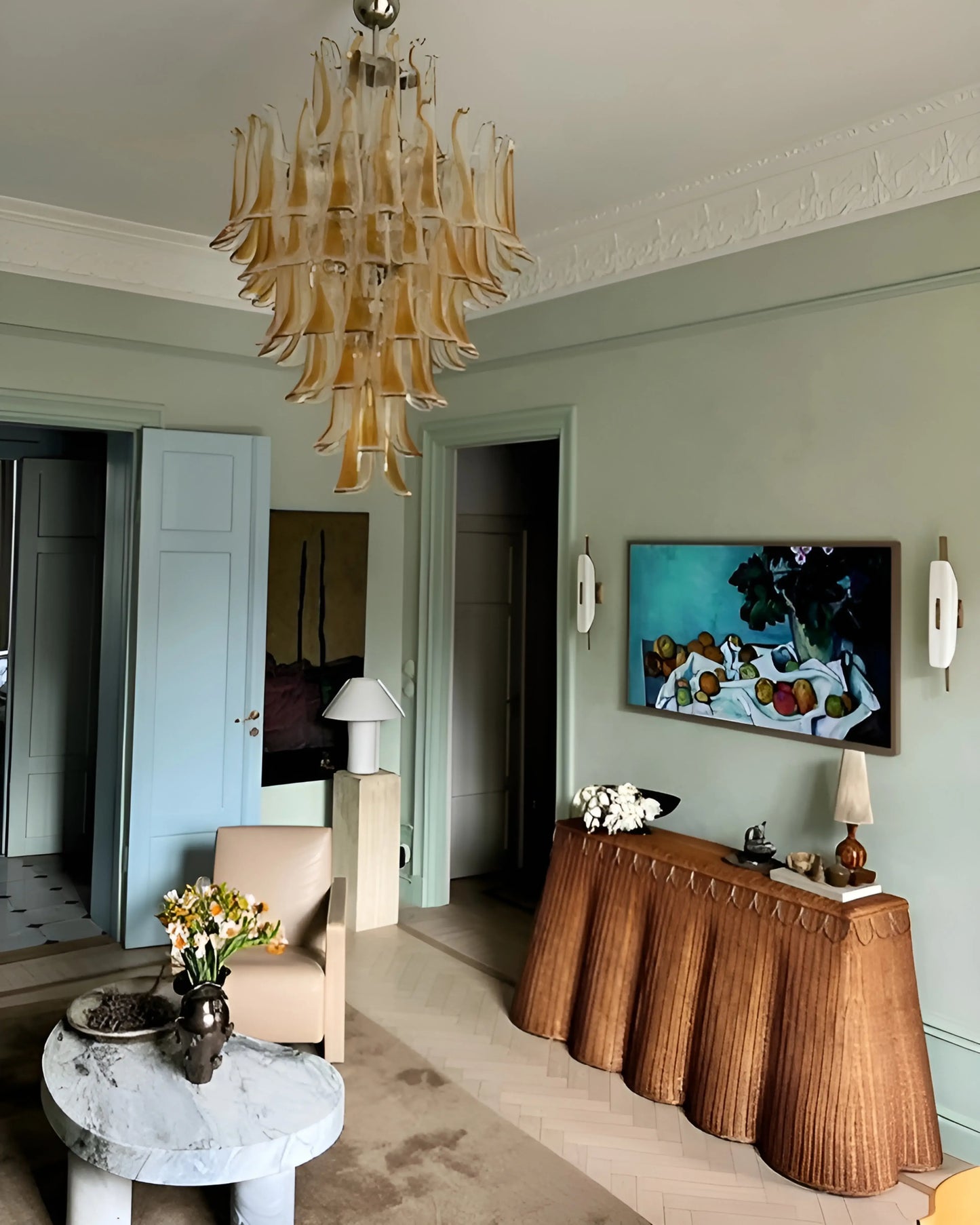 Stunning Murano Amber Glass Petals Chandelier - Nuvé