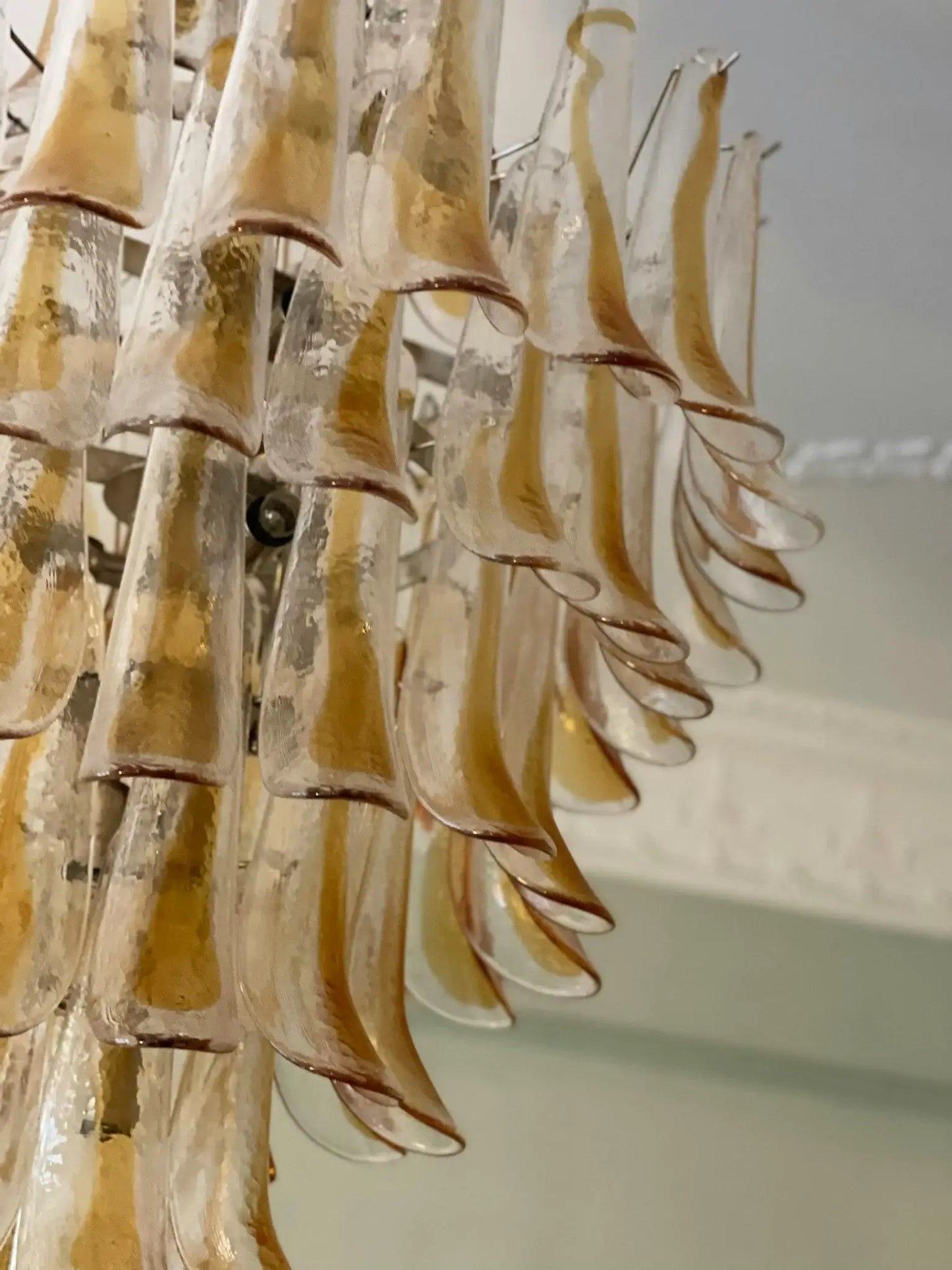 Stunning Murano Amber Glass Petals Chandelier - Nuvé