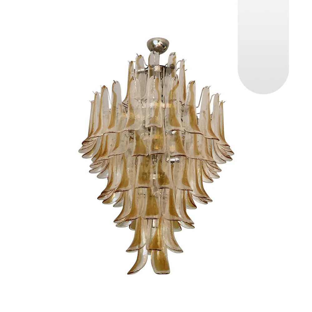Stunning Murano Amber Glass Petals Chandelier - Nuvé