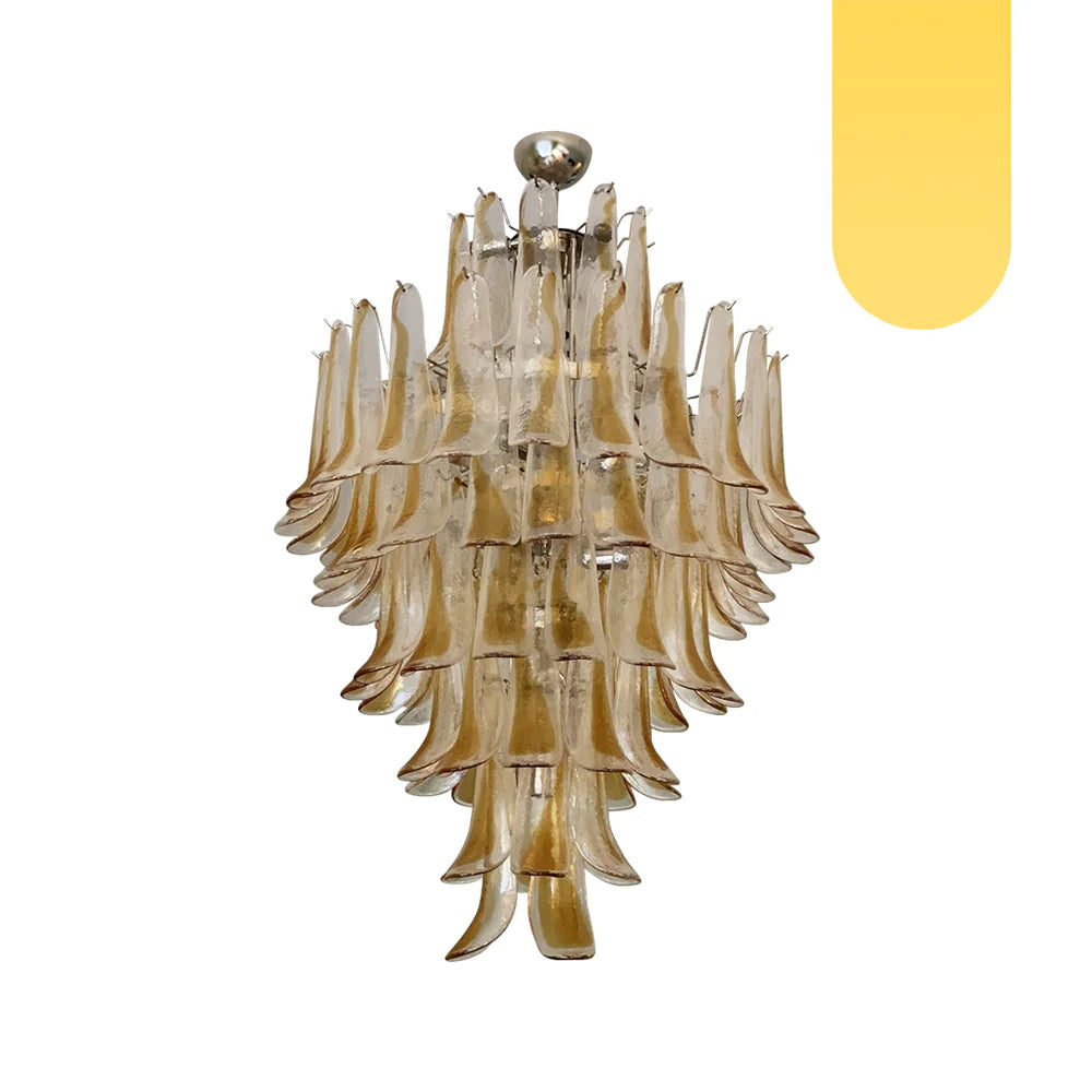 Stunning Murano Amber Glass Petals Chandelier - Nuvé