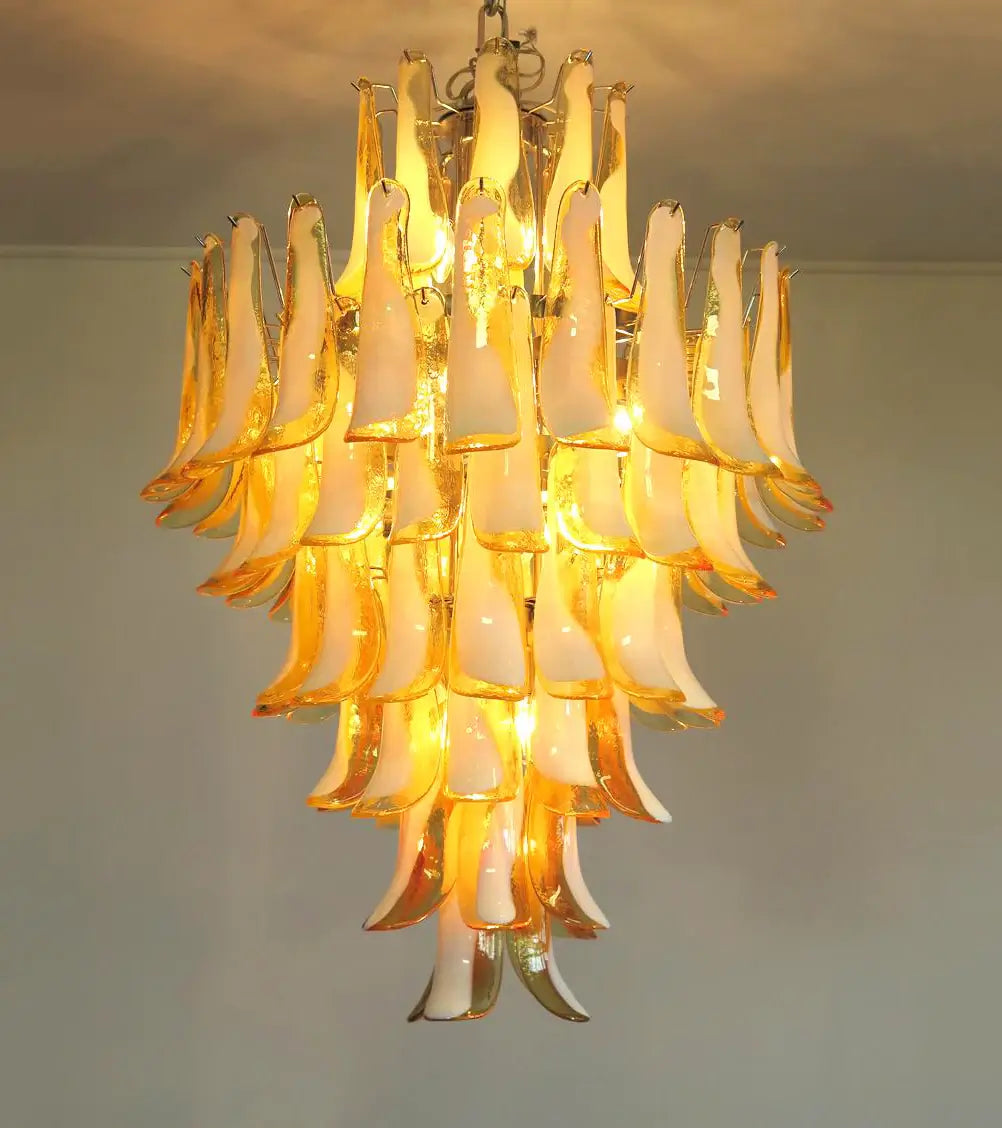 Stunning Murano Caramel Glass Petals Chandelier - Nuvé
