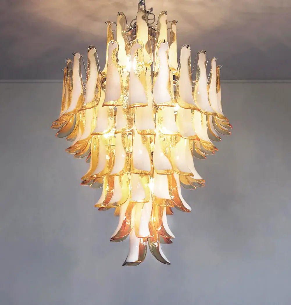 Stunning Murano Caramel Glass Petals Chandelier - Nuvé