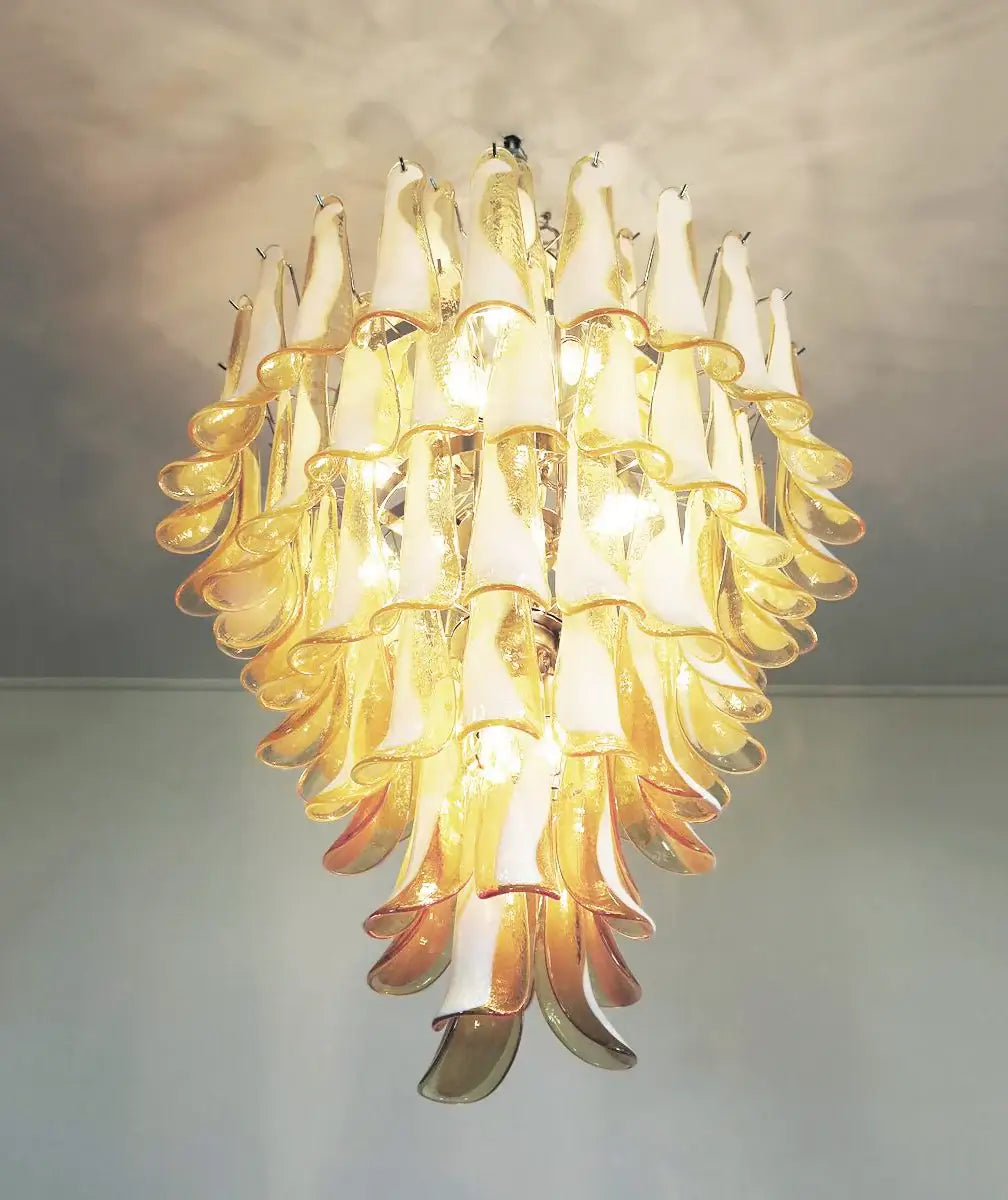 Stunning Murano Caramel Glass Petals Chandelier - Nuvé