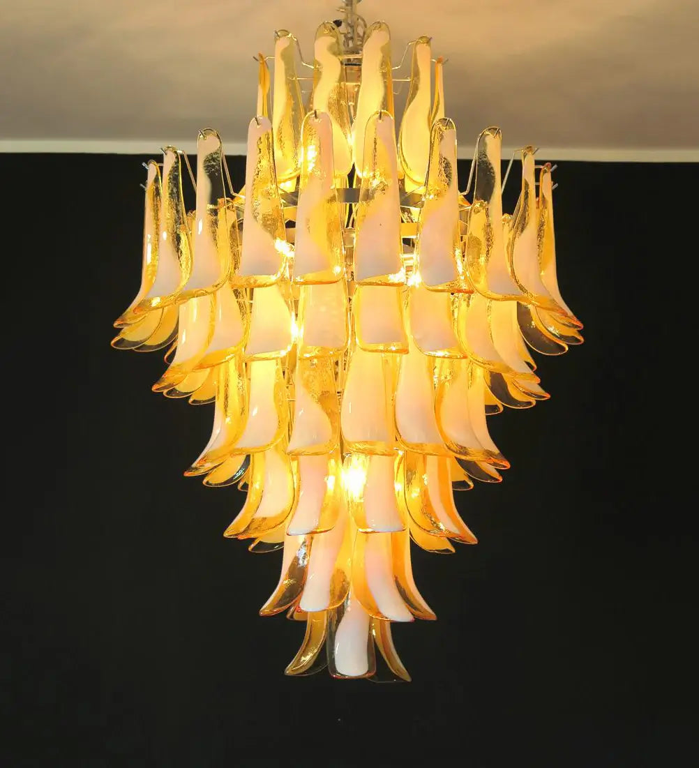 Stunning Murano Caramel Glass Petals Chandelier - Nuvé