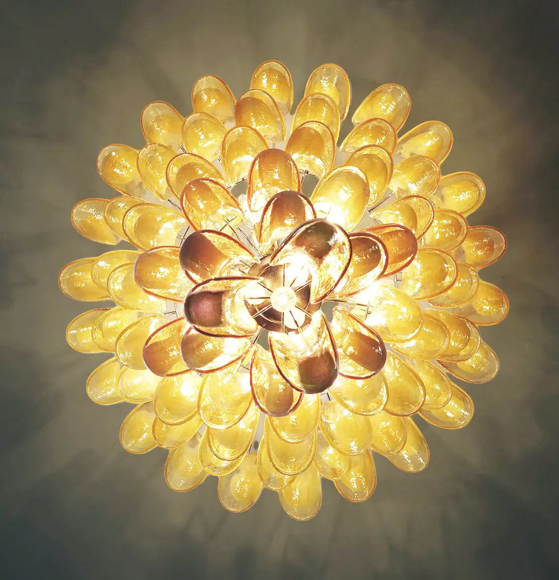 Stunning Murano Caramel Glass Petals Chandelier - Nuvé