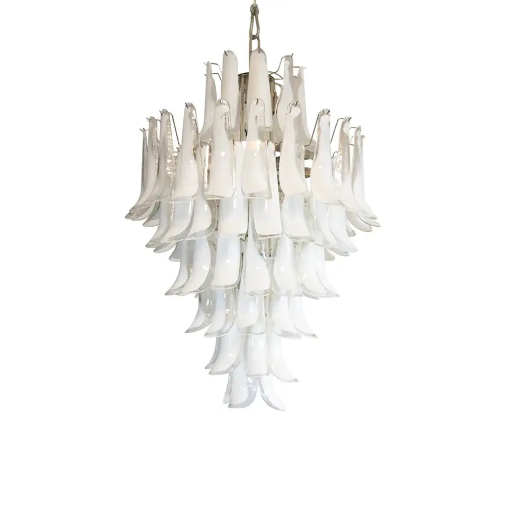 Stunning Murano White Glass Petals Chandelier - Nuvé
