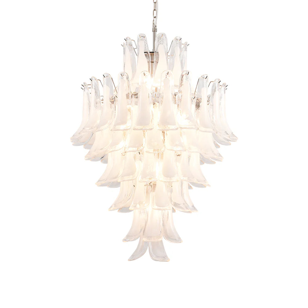 Stunning Murano White Glass Petals Chandelier - Nuvé