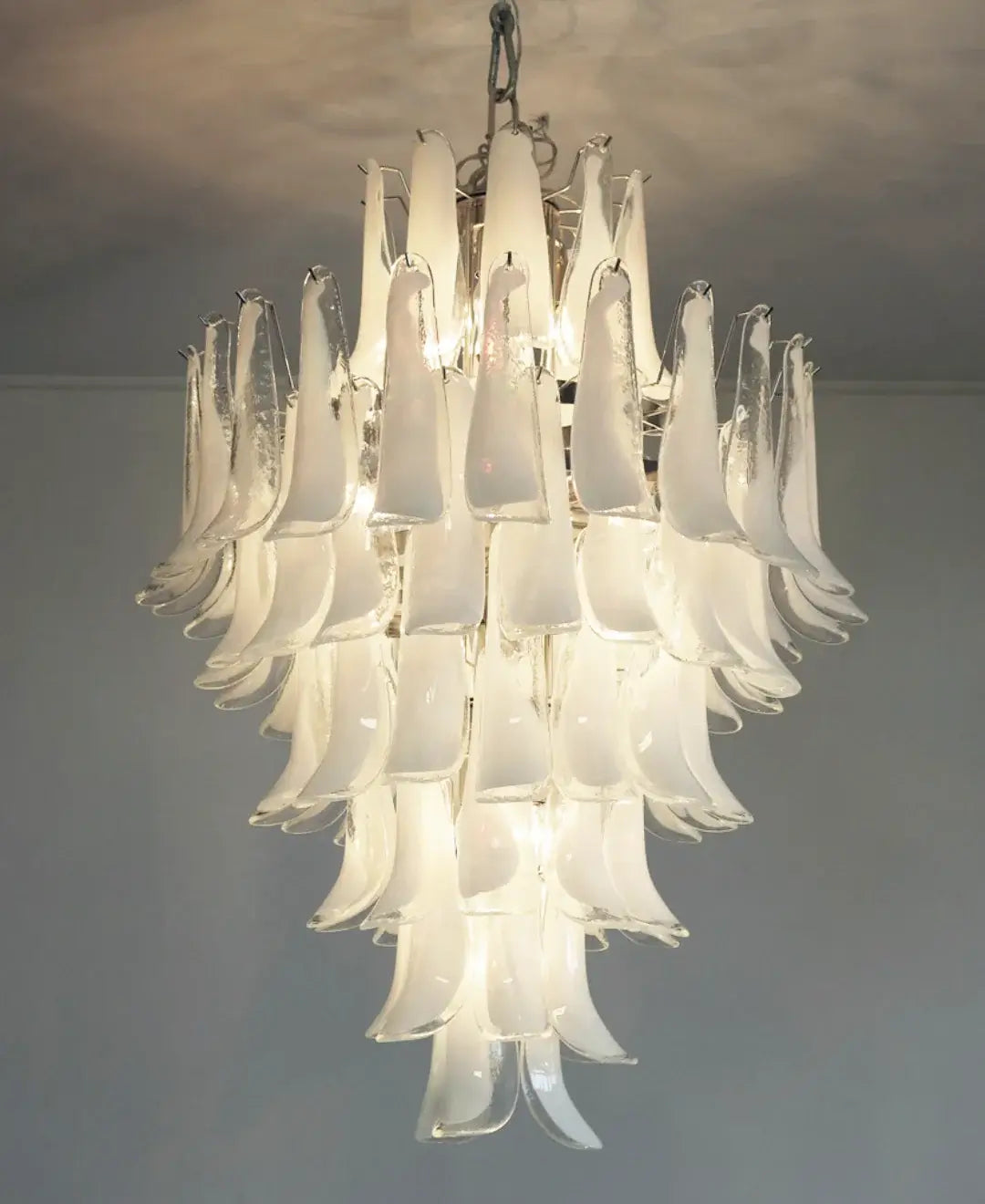 Stunning Murano White Glass Petals Chandelier - Nuvé