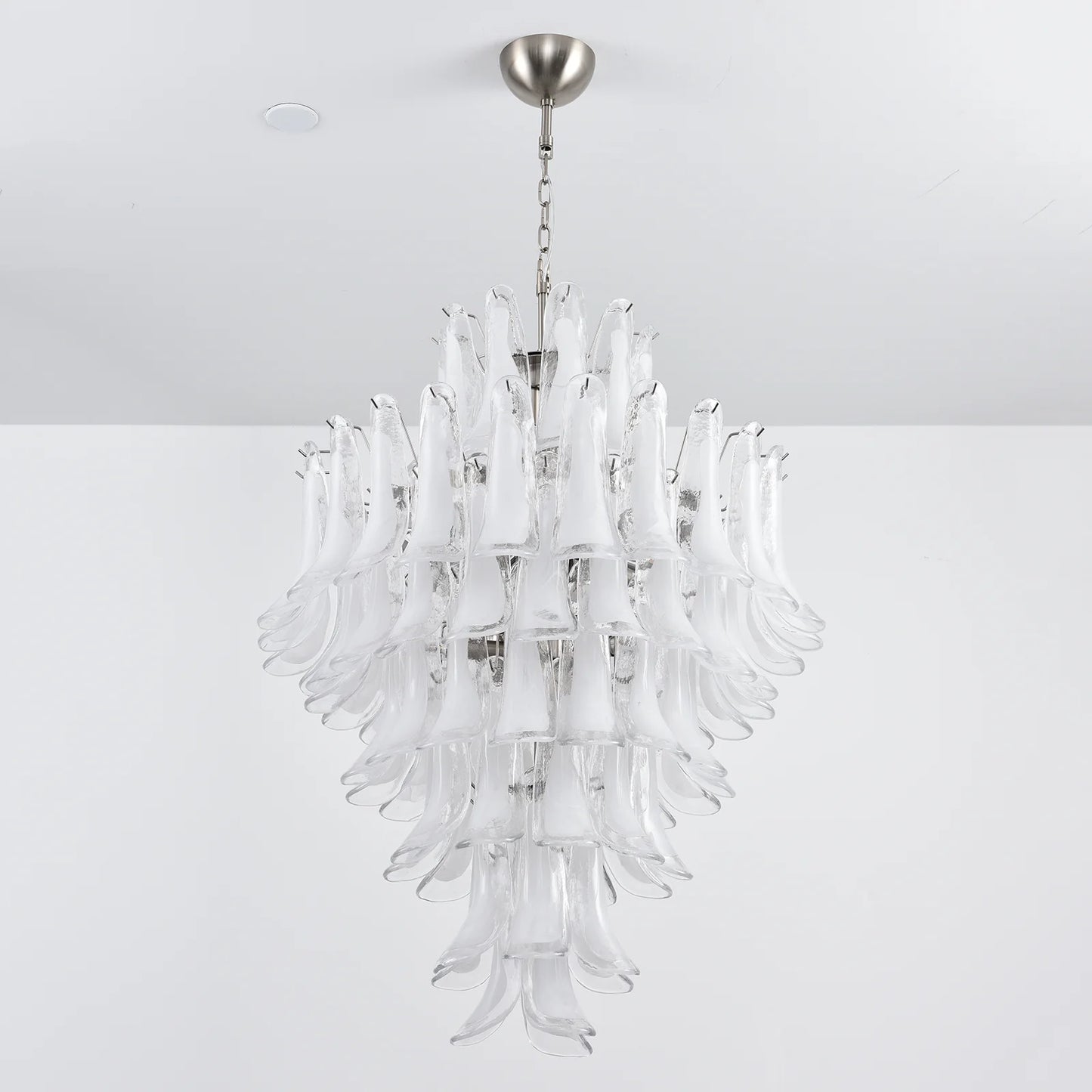 Stunning Murano White Glass Petals Chandelier - Nuvé