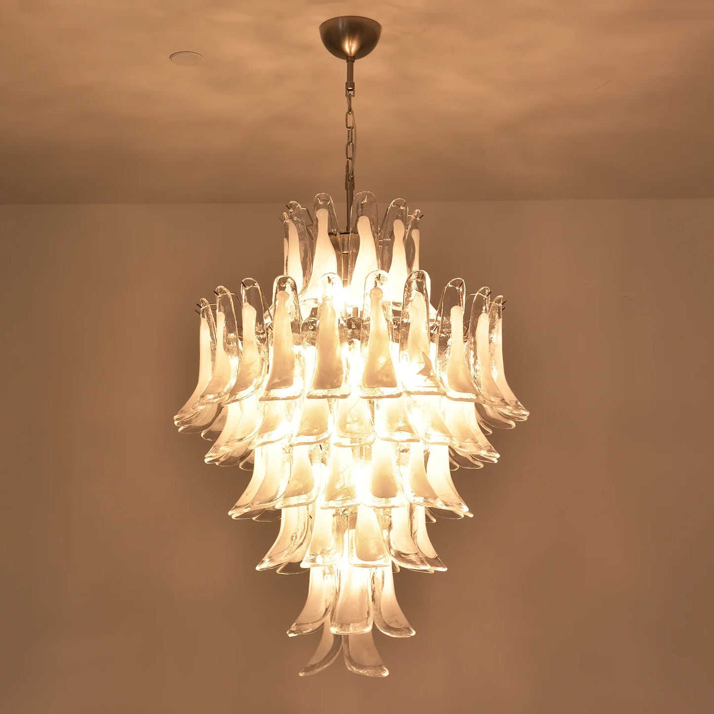 Stunning Murano White Glass Petals Chandelier - Nuvé