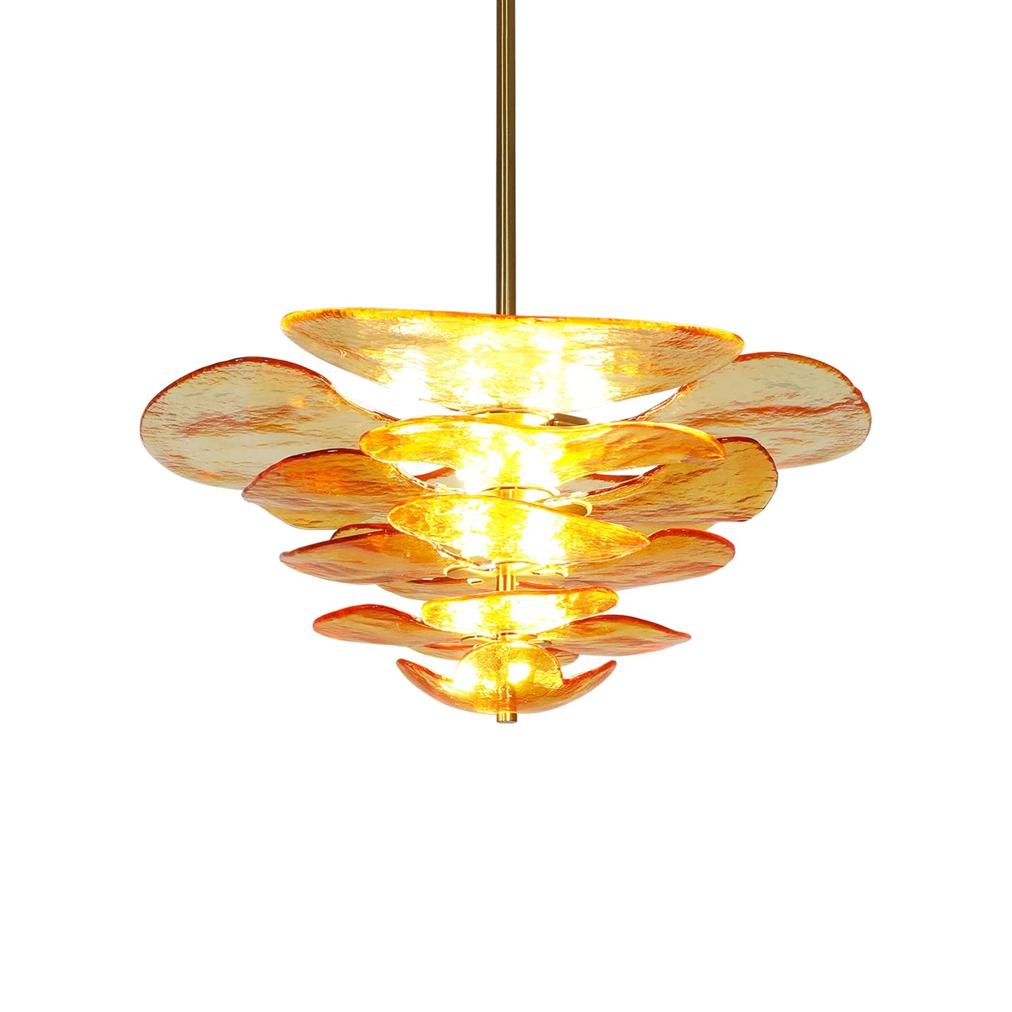 Leaf-Shaped Amber Textured Glass Chandelier - Nuvé