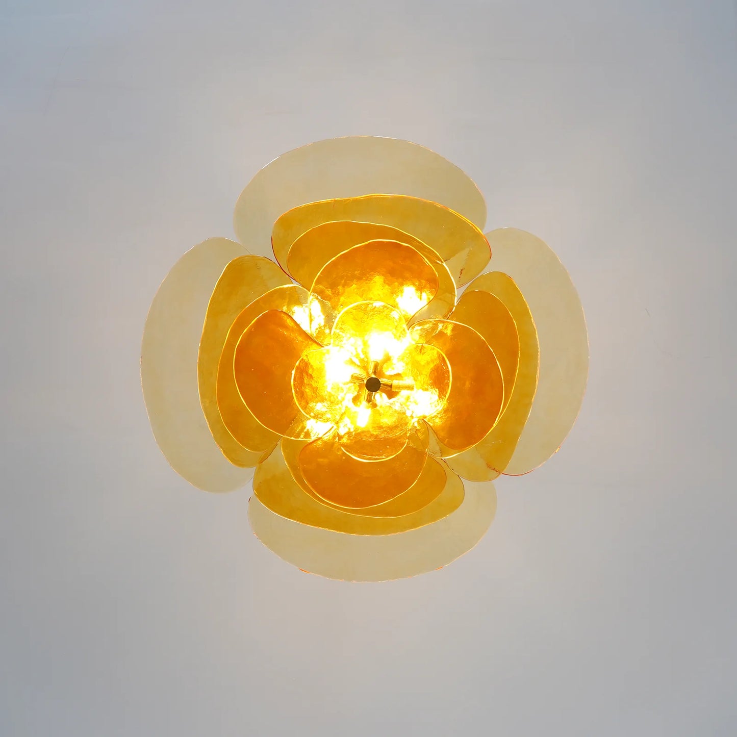 Leaf-Shaped Amber Textured Glass Chandelier - Nuvé