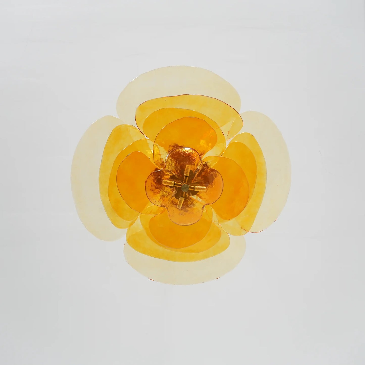 Leaf-Shaped Amber Textured Glass Chandelier - Nuvé