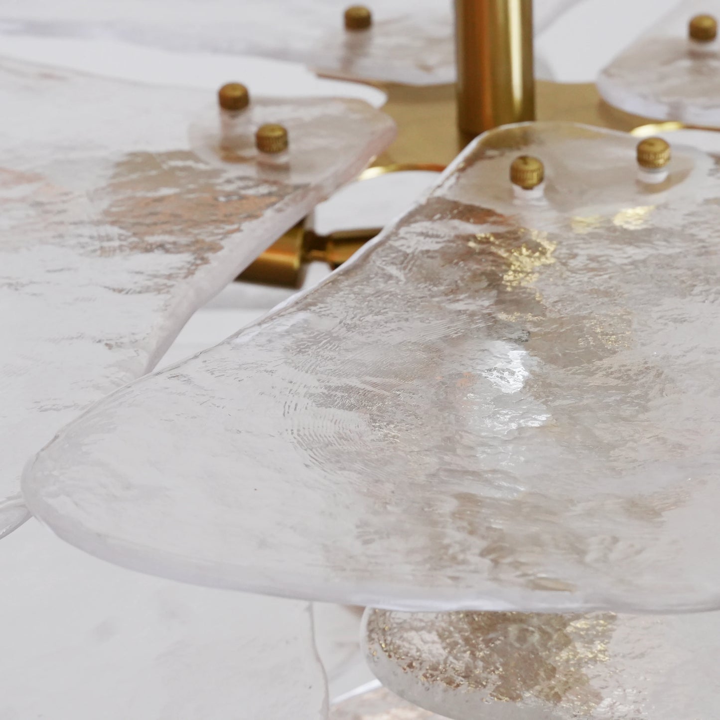 Leaf-Shaped White Textured Glass Chandelier - Nuvé