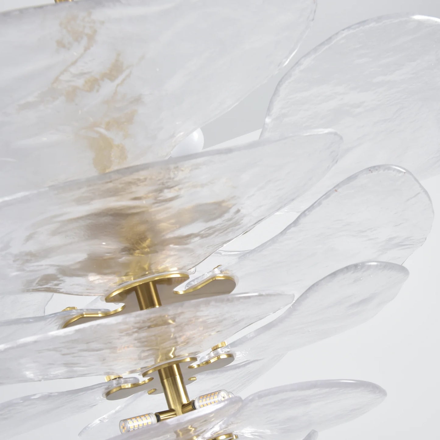 Leaf-Shaped White Textured Glass Chandelier - Nuvé