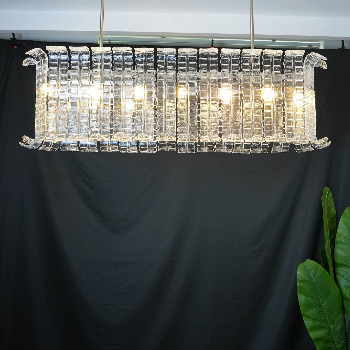 Transparent Murano Leaf Shaped Chandelier - Nuvé