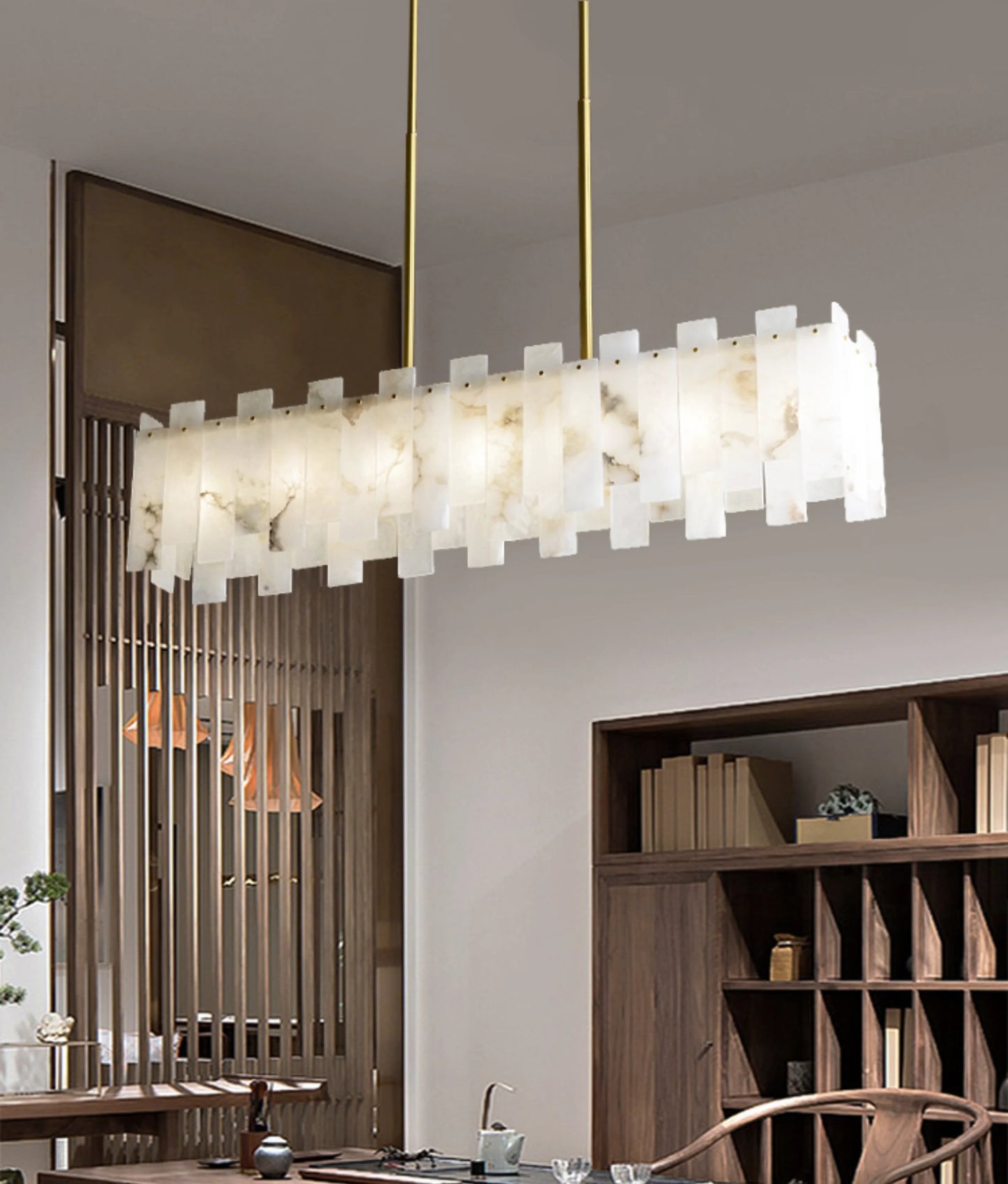 Modern Alabaster Venus Linear Chandelier - Nuvé