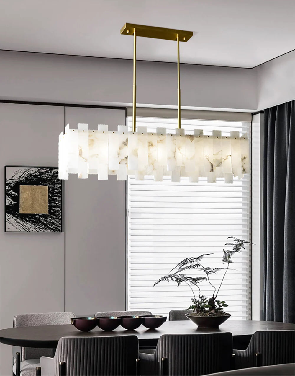 Modern Alabaster Venus Linear Chandelier - Nuvé