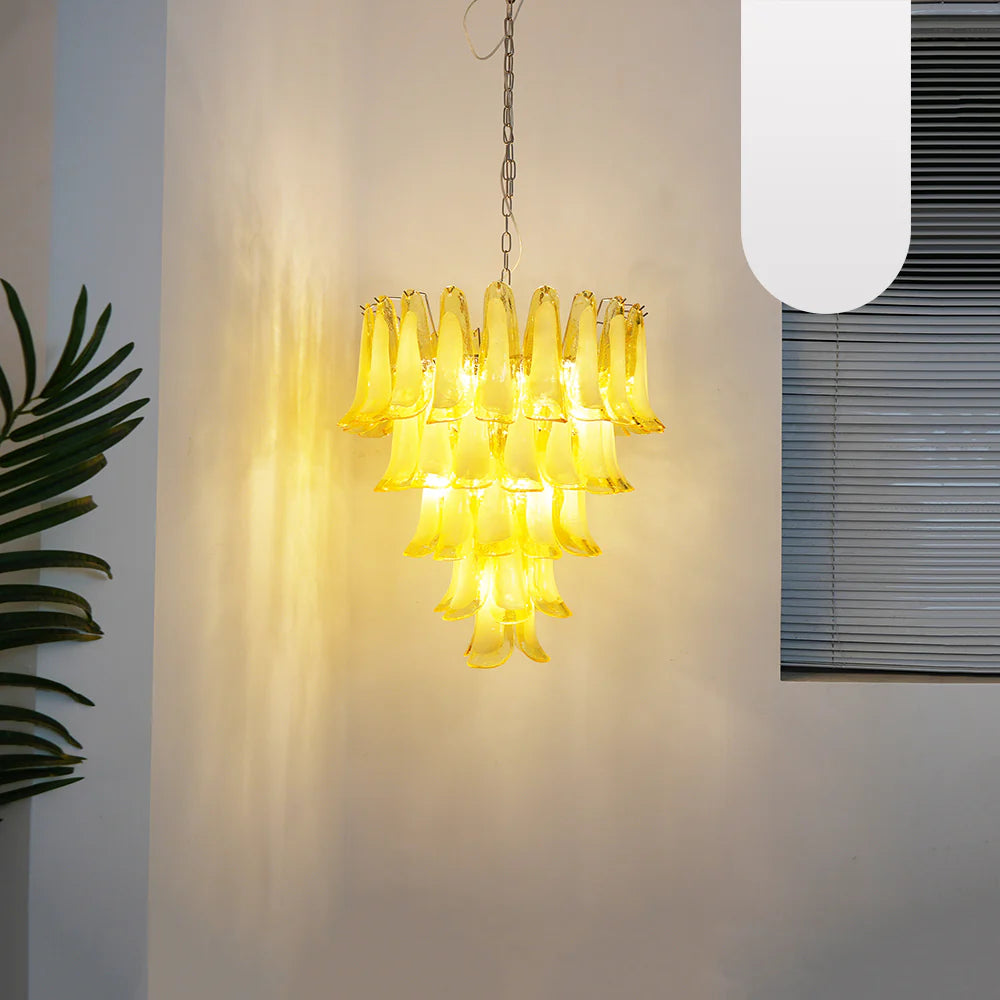 Vintage Caramel Murano Glass Petals Chandelier - Nuvé