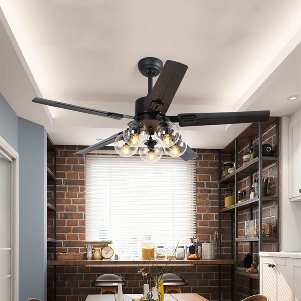 Vintage Glass Ball Ceiling Fan Light - Nuvé