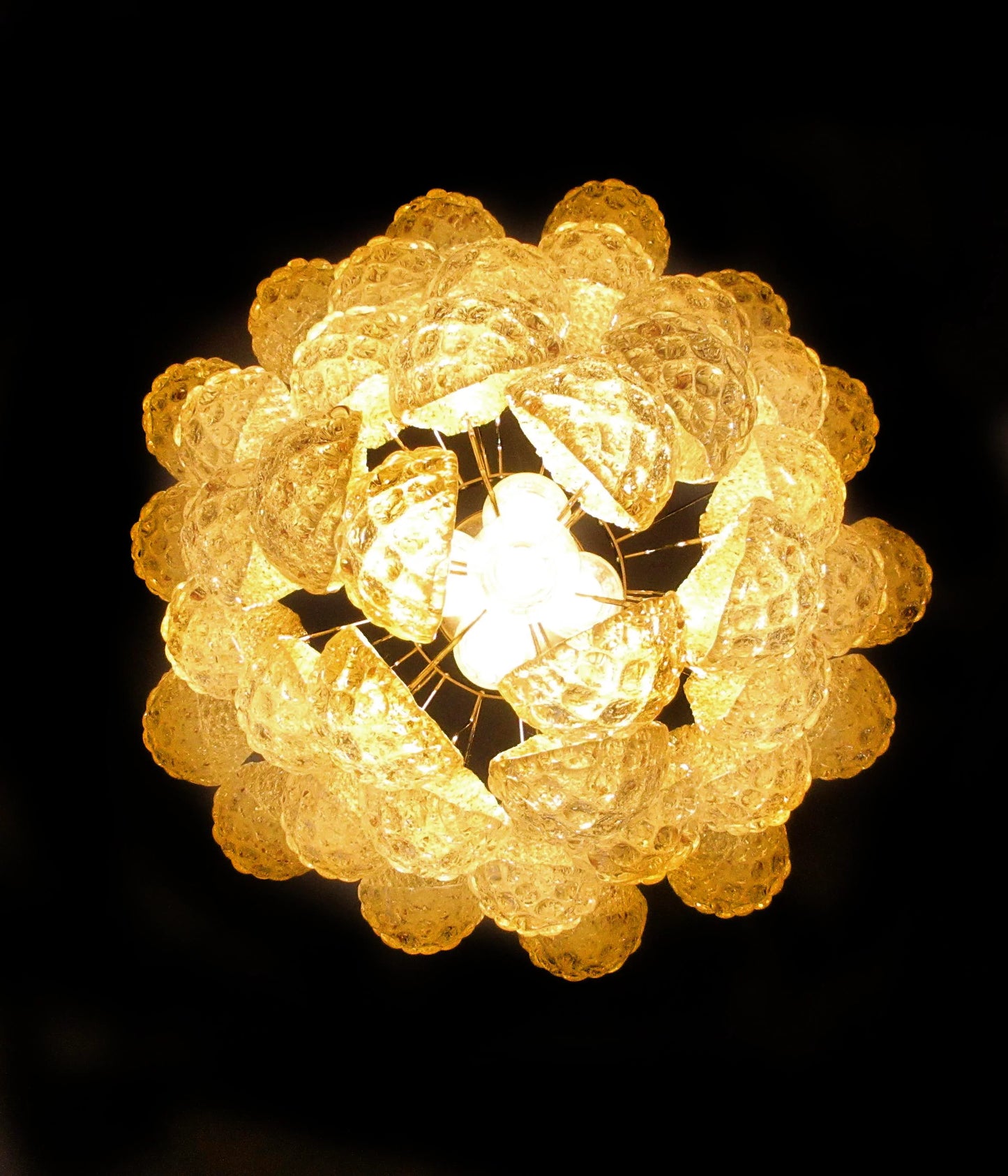 Vintage Murano Amber Glass Petals Chandelier - Nuvé
