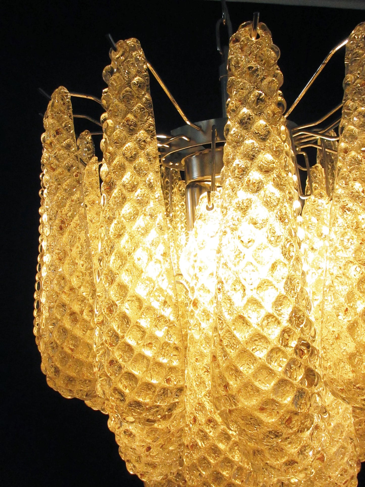 Vintage Murano Amber Glass Petals Chandelier - Nuvé