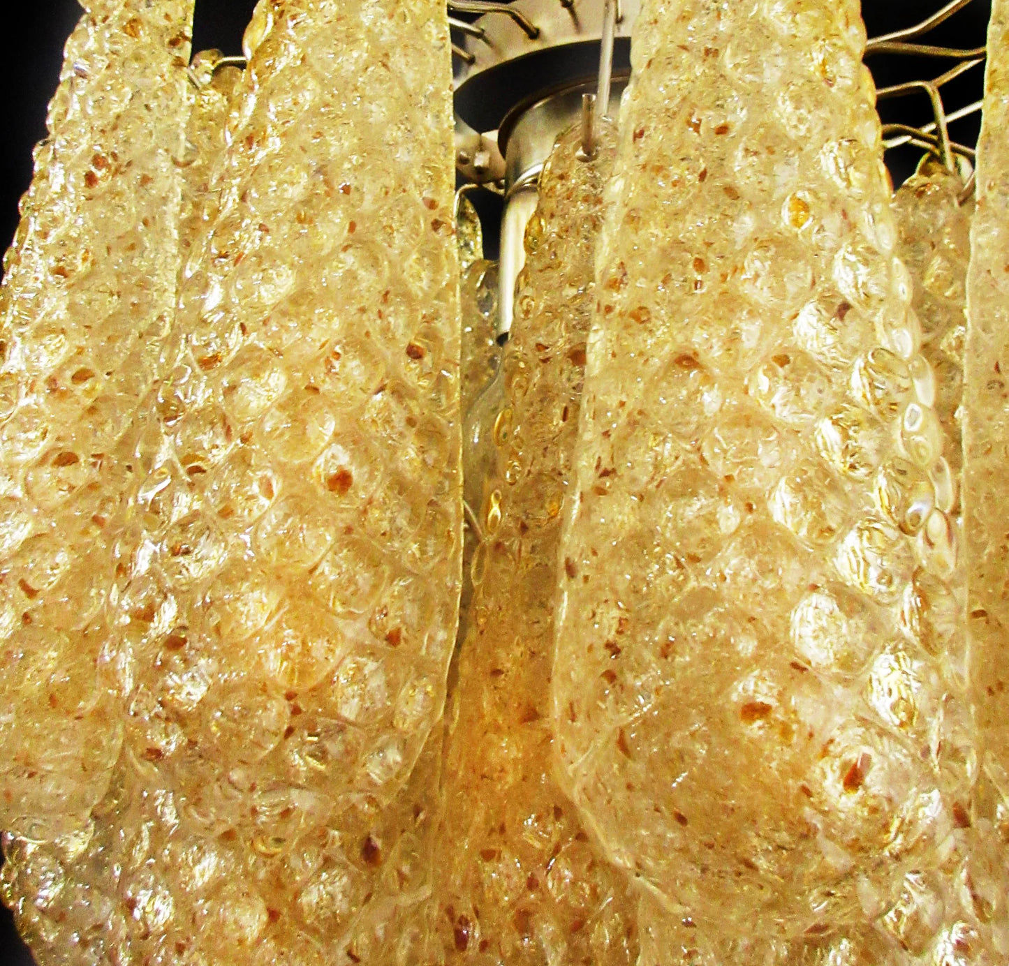 Vintage Murano Amber Glass Petals Chandelier - Nuvé