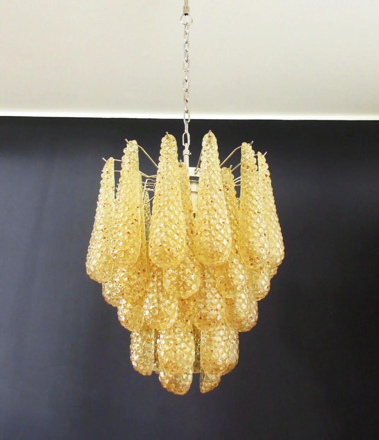 Vintage Murano Amber Glass Petals Chandelier - Nuvé