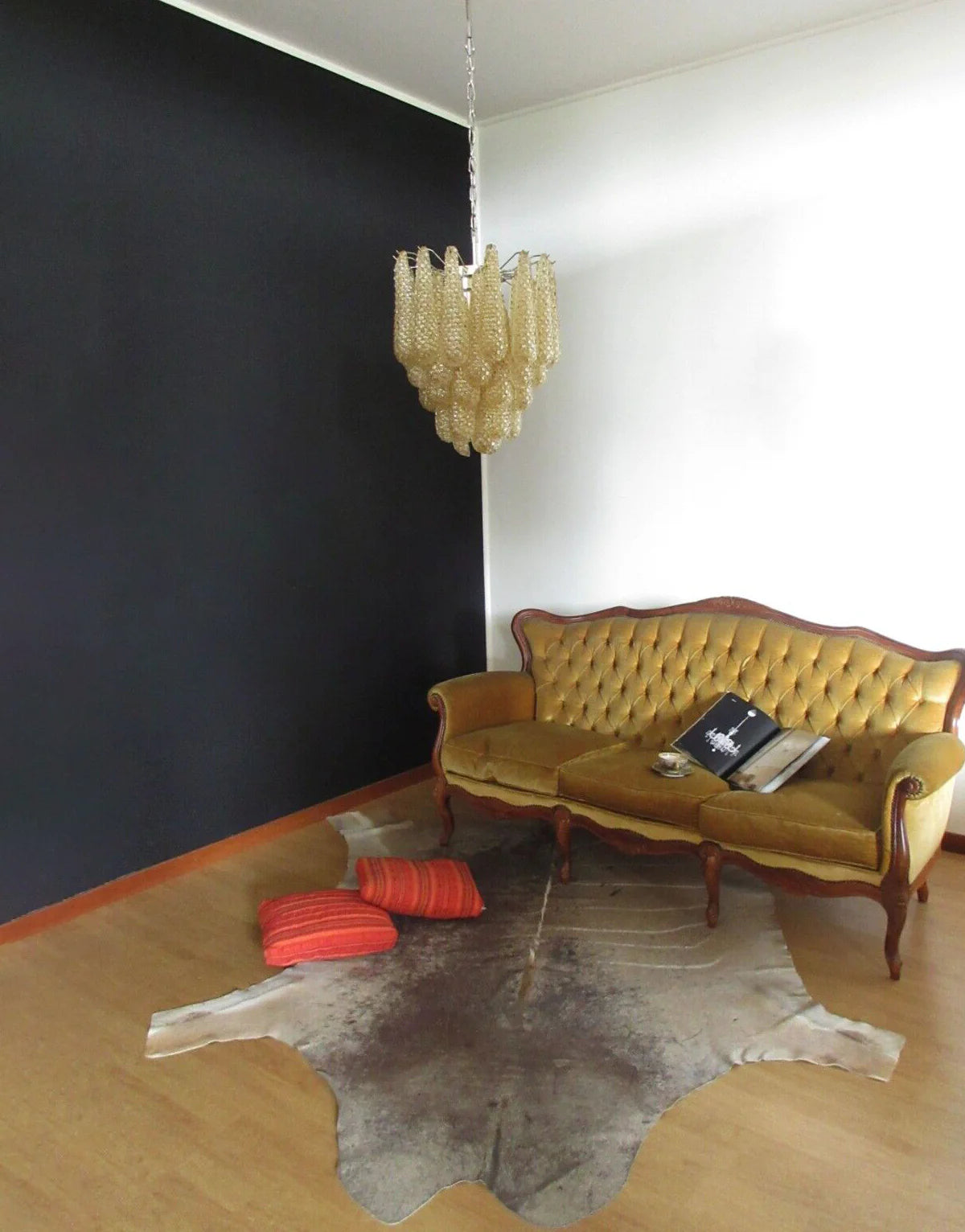 Vintage Murano Amber Glass Petals Chandelier - Nuvé