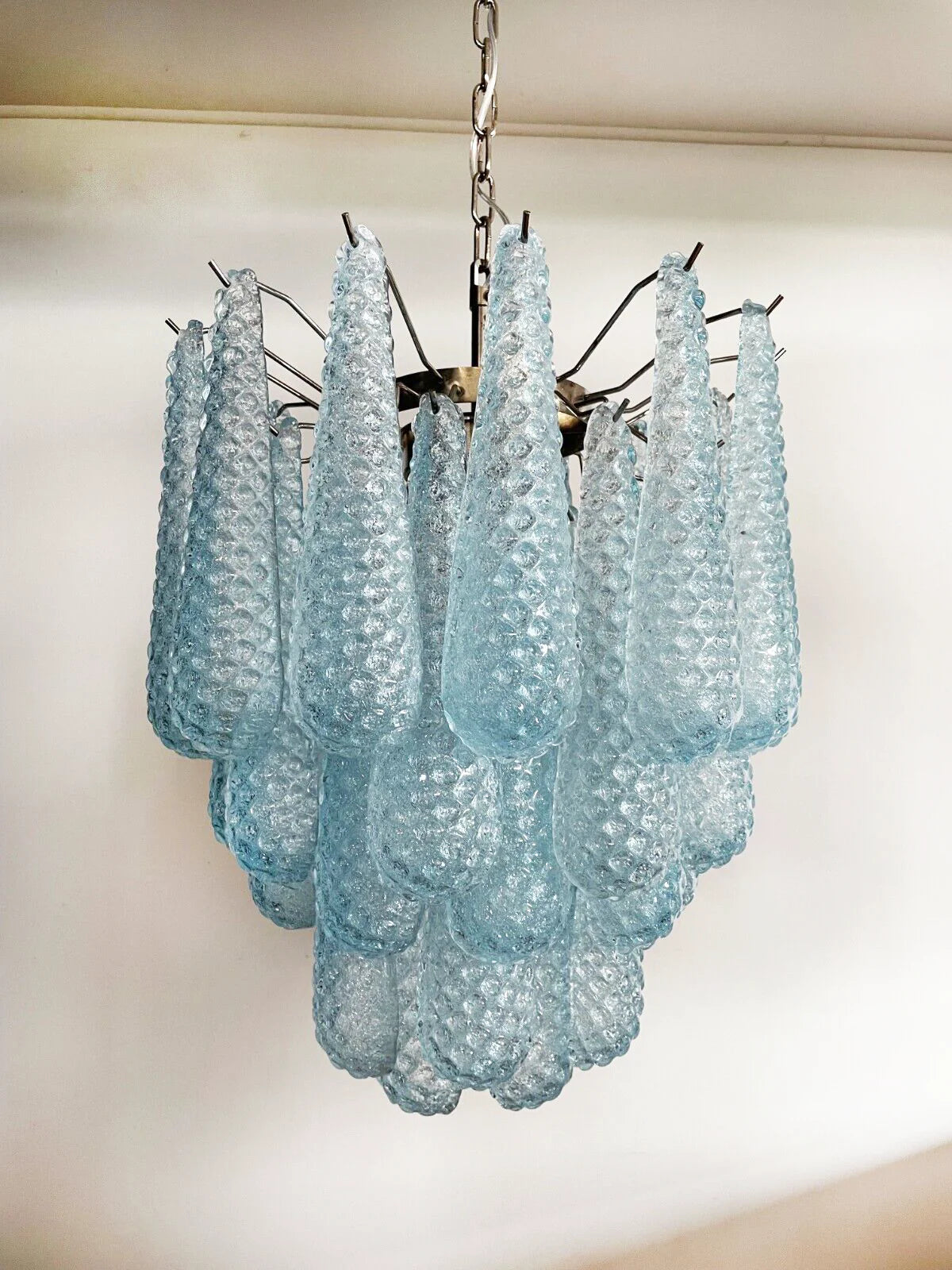 Vintage Murano Blue Glass Petals Chandelier - Nuvé