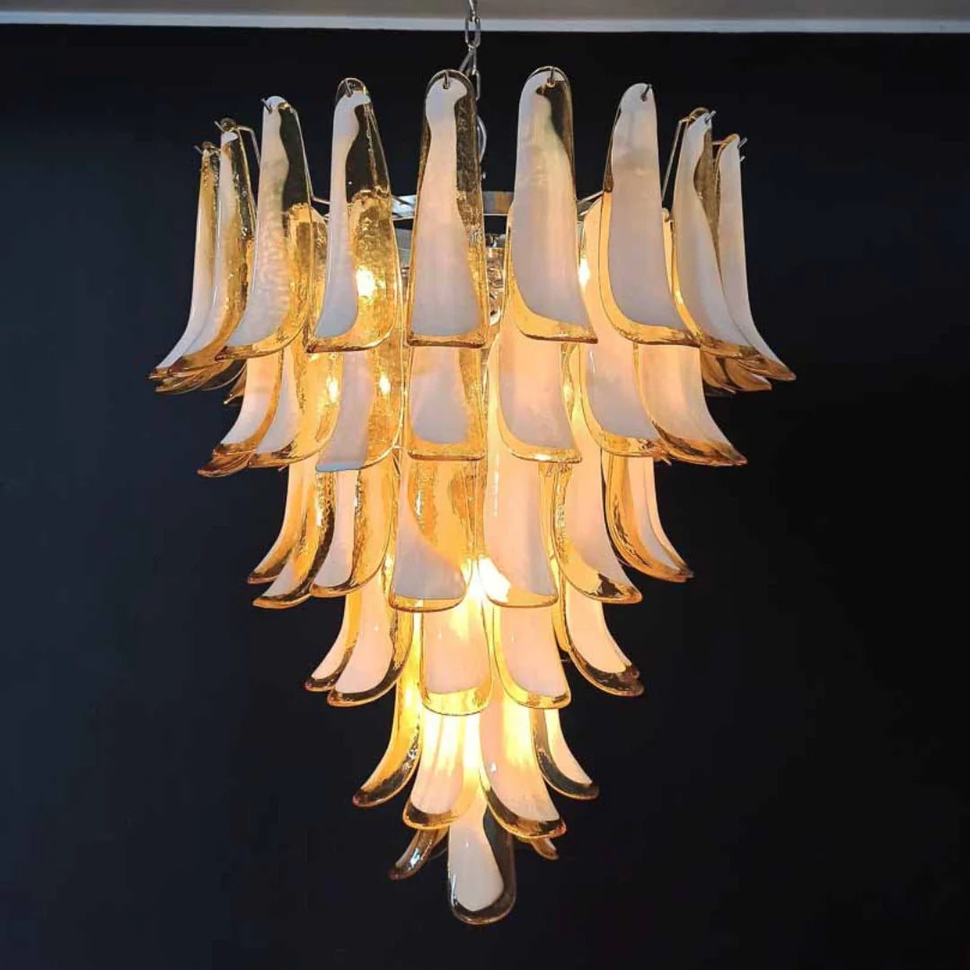 Vintage Murano Caramel Glass Petals Chandelier - Nuvé