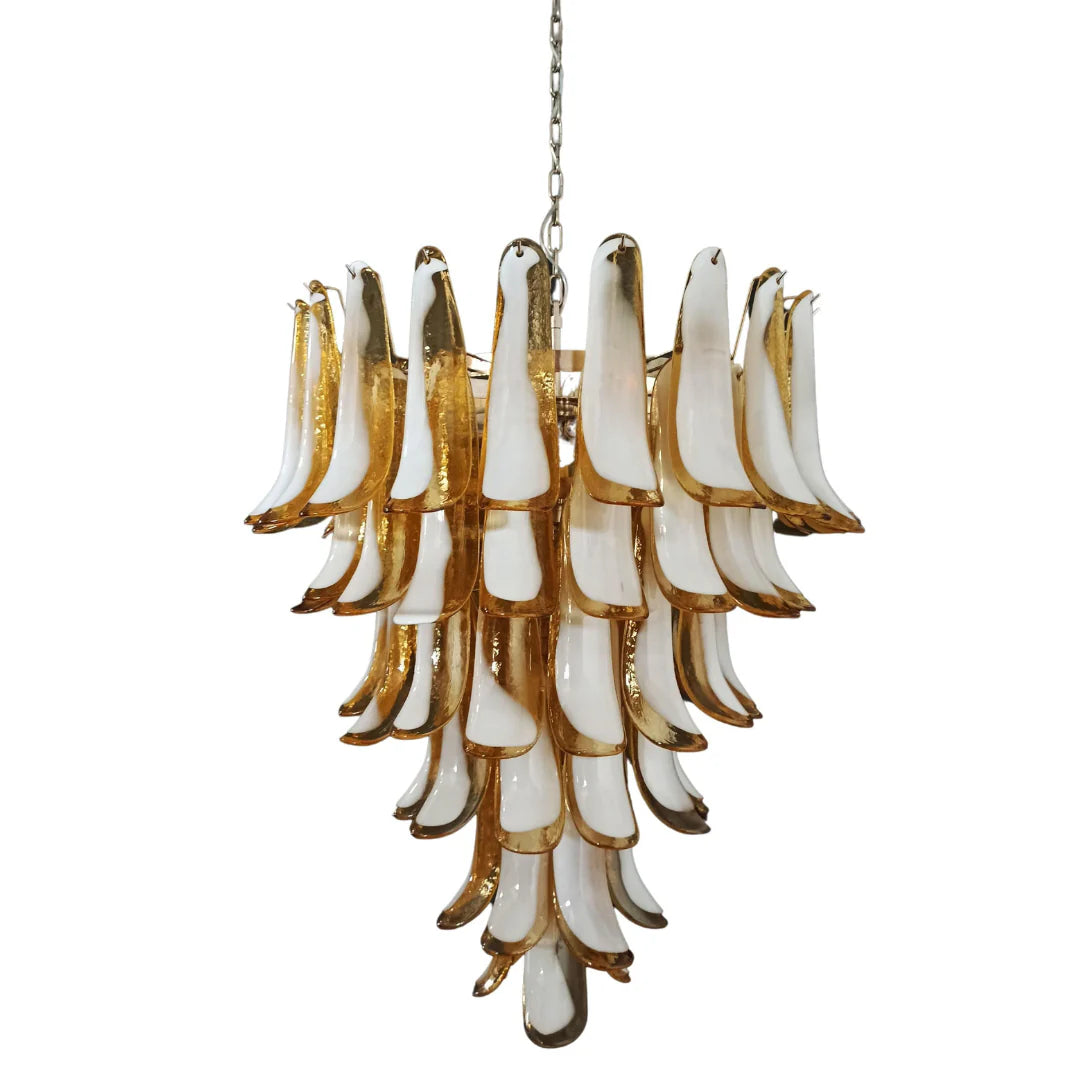 Vintage Murano Caramel Glass Petals Chandelier - Nuvé