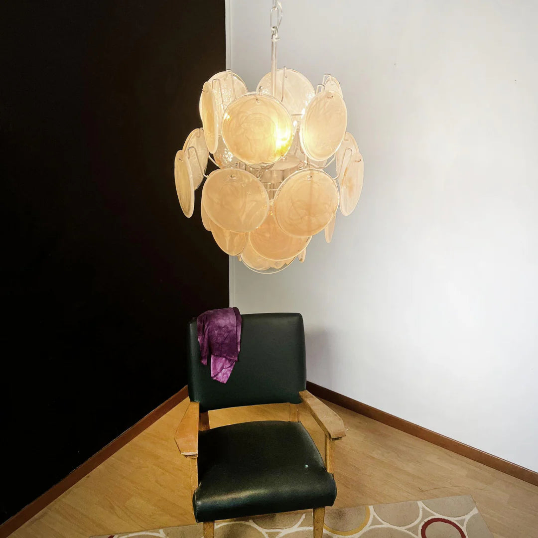 Vintage Murano Gold Glass Disks Chandelier - Nuvé