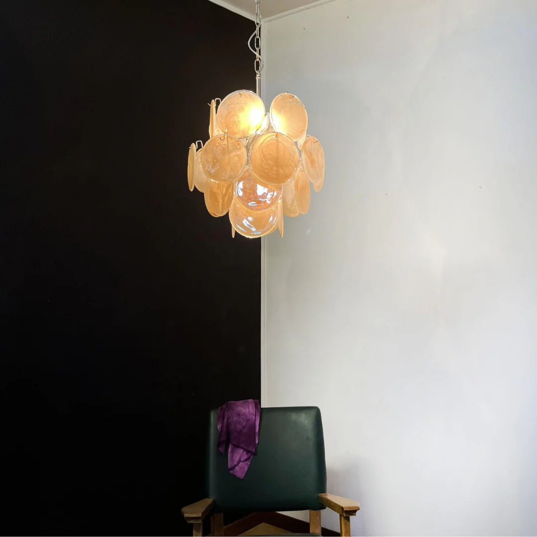 Vintage Murano Gold Glass Disks Chandelier - Nuvé