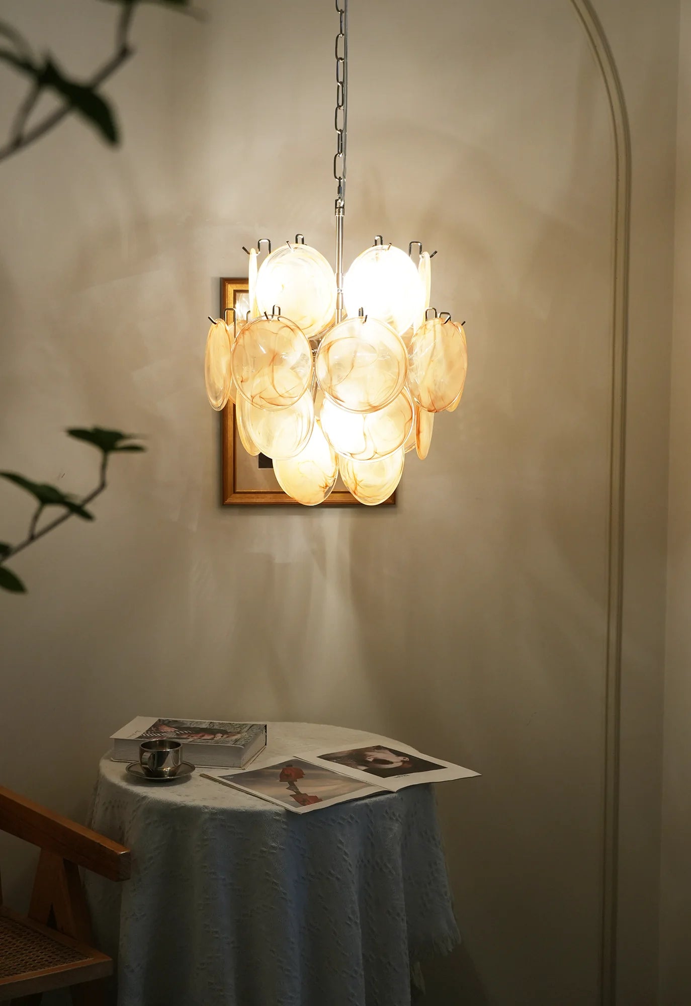 Vintage Murano Gold Glass Disks Chandelier - Nuvé