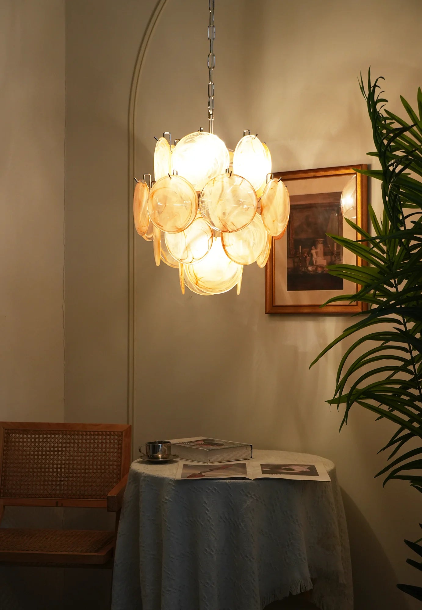Vintage Murano Gold Glass Disks Chandelier - Nuvé
