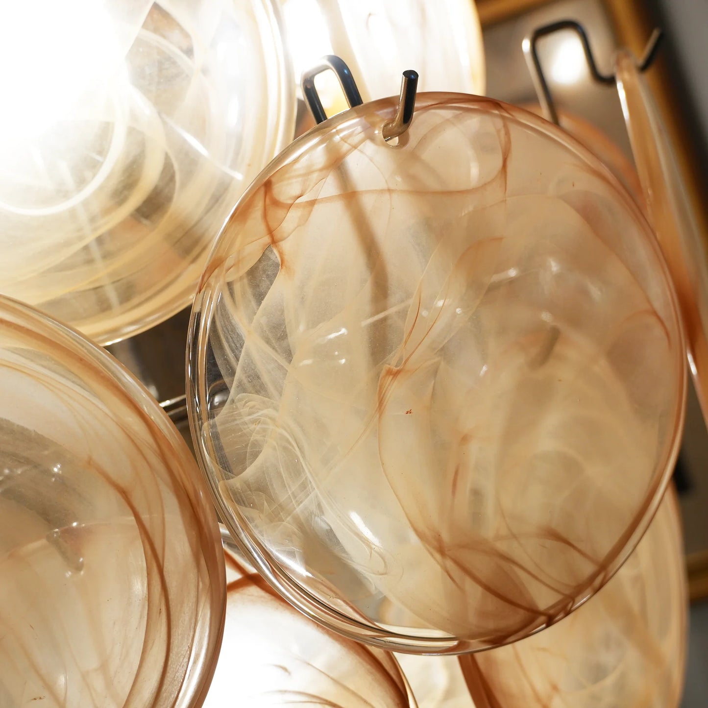 Vintage Murano Gold Glass Disks Chandelier - Nuvé
