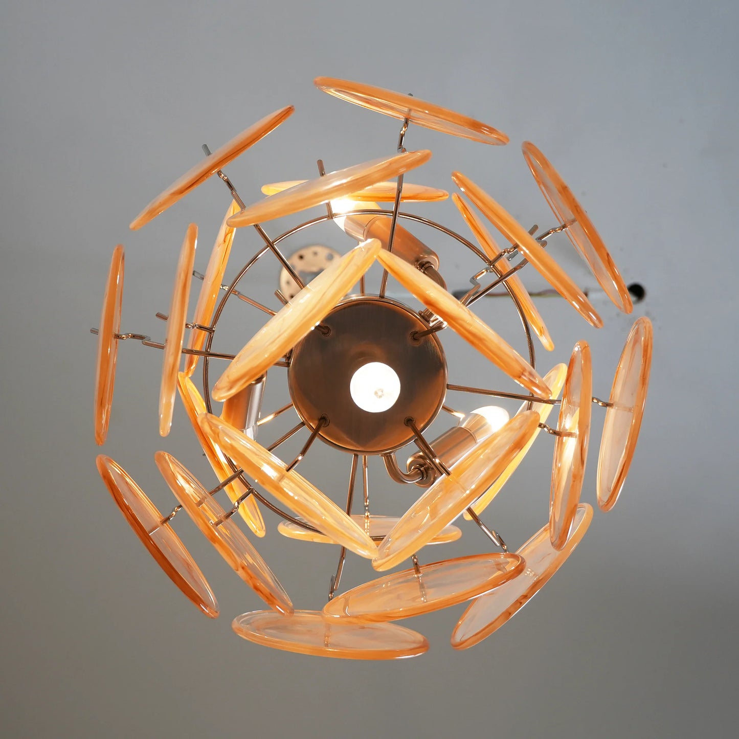 Vintage Murano Gold Glass Disks Chandelier - Nuvé