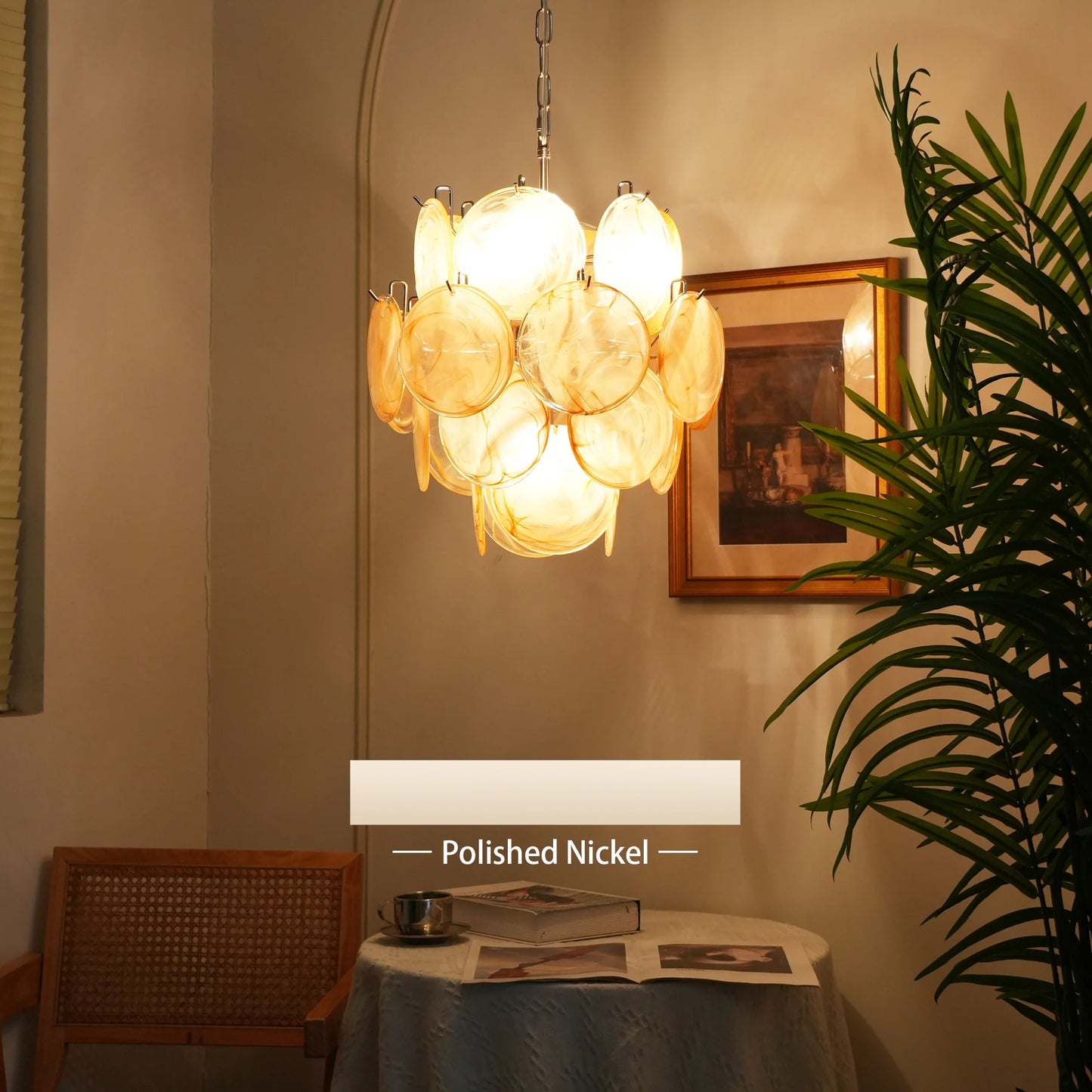 Vintage Murano Gold Glass Disks Chandelier - Nuvé