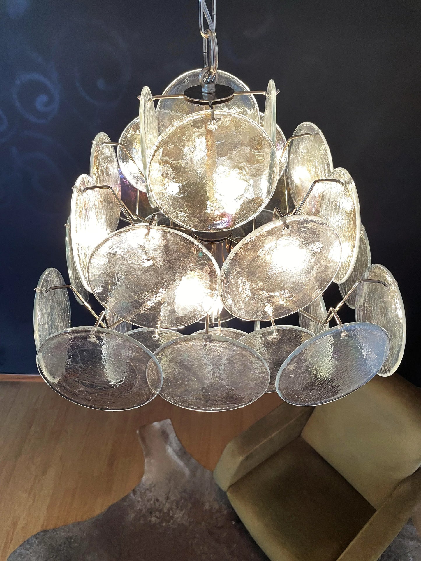 Vintage Murano Iridescent Disks Chandelier - Nuvé