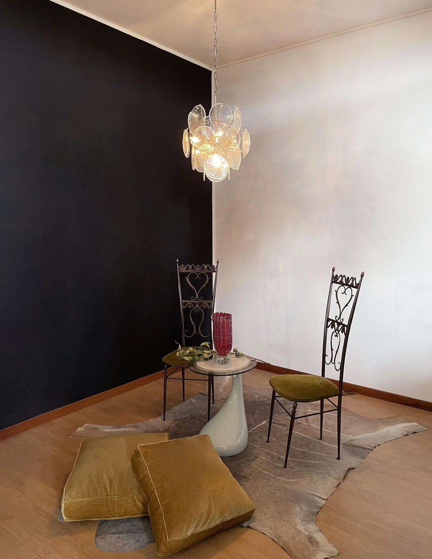 Vintage Murano Iridescent Glass Disks Chandelier - Nuvé