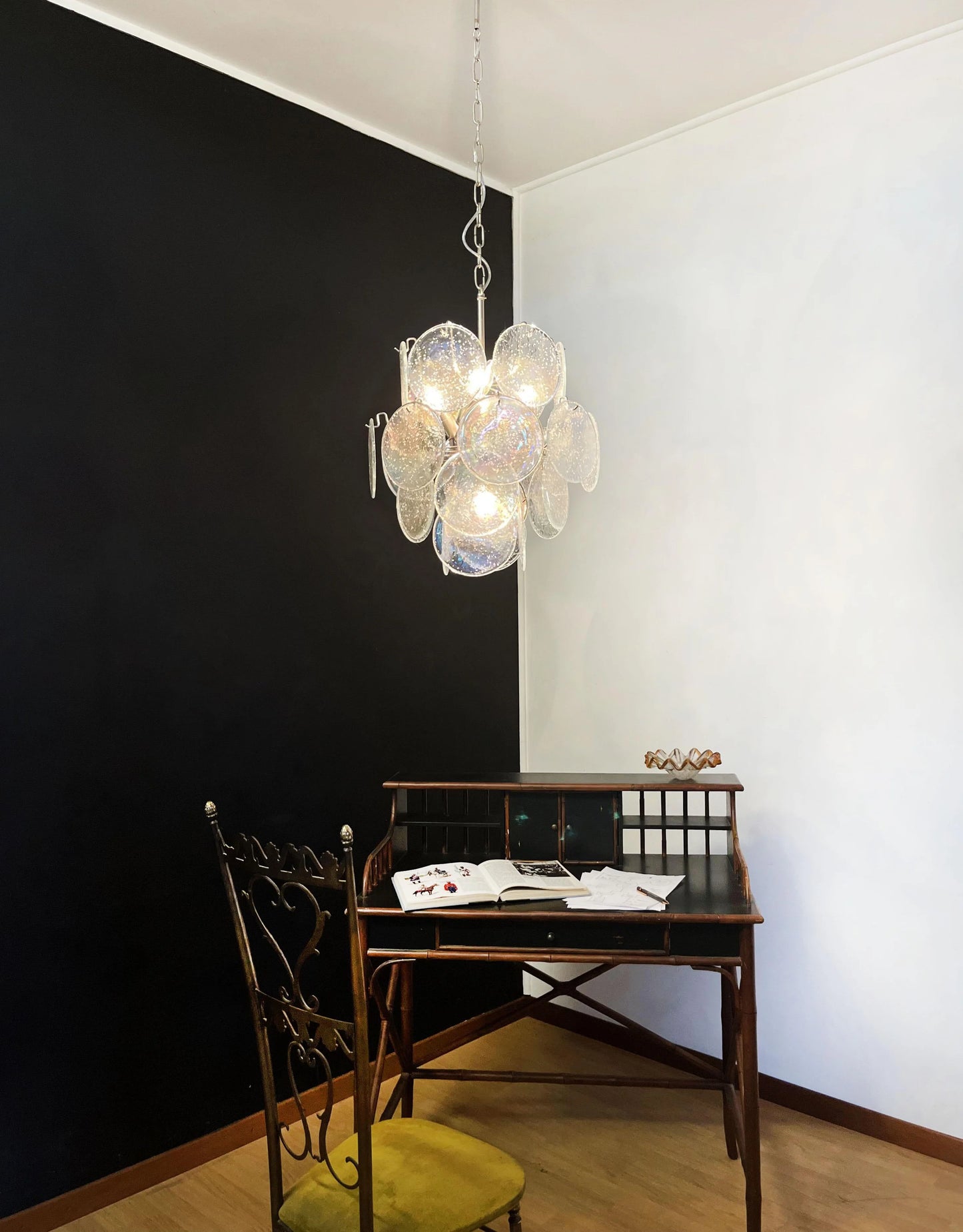 Vintage Murano Iridescent Glass Disks Chandelier - Nuvé