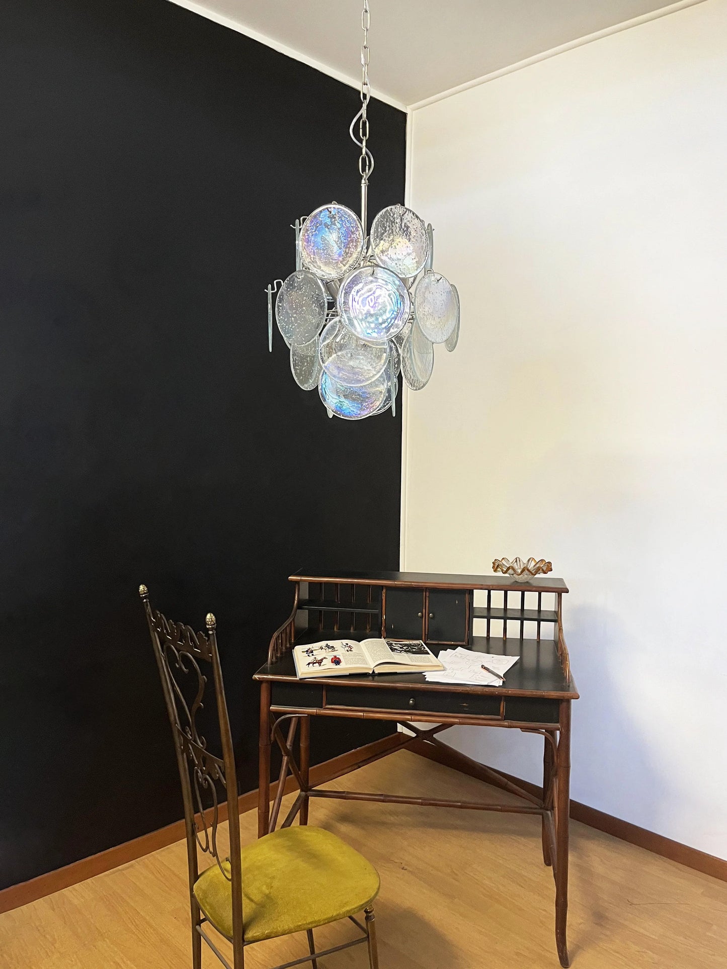 Vintage Murano Iridescent Glass Disks Chandelier - Nuvé