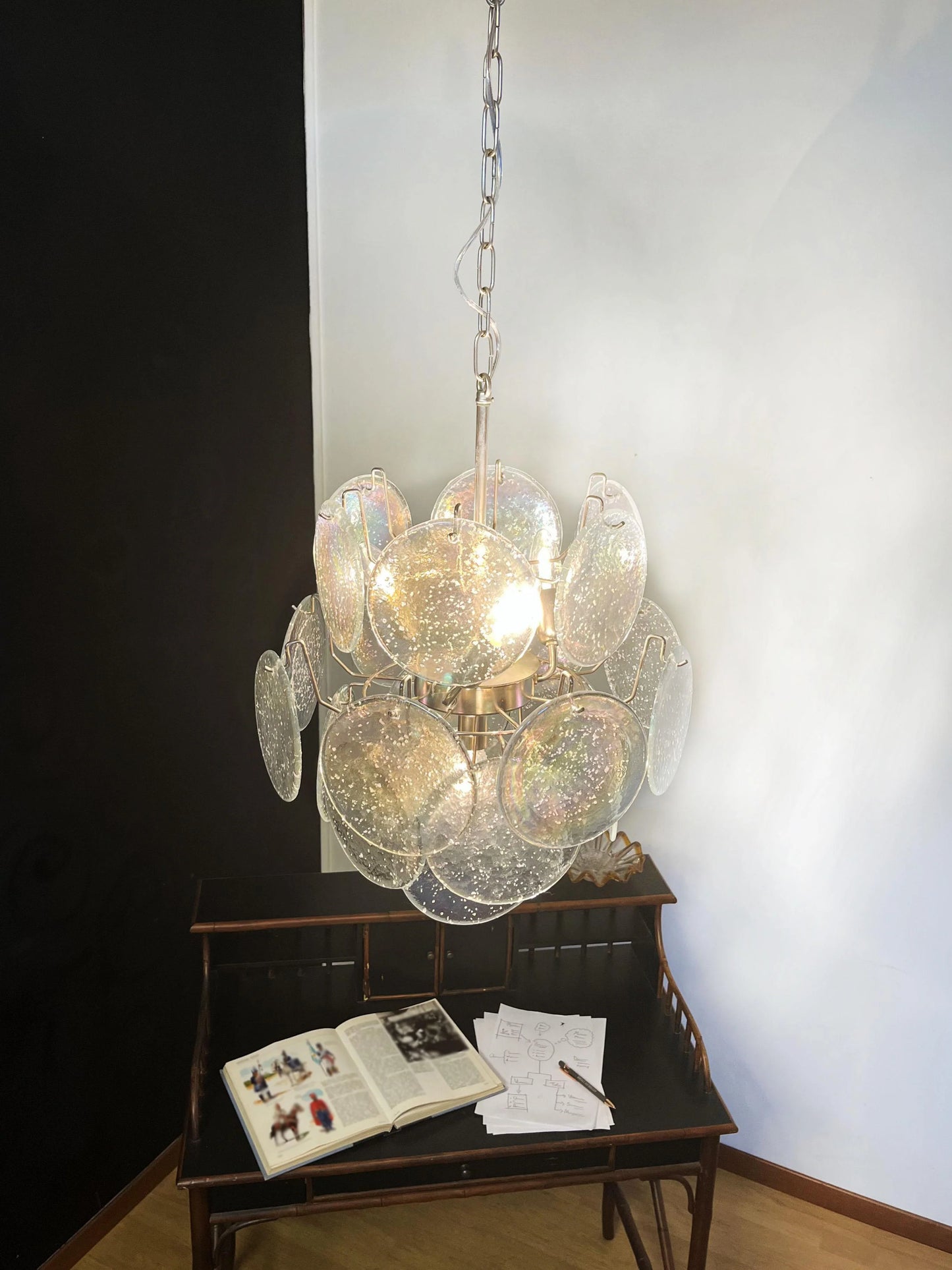 Vintage Murano Iridescent Glass Disks Chandelier - Nuvé