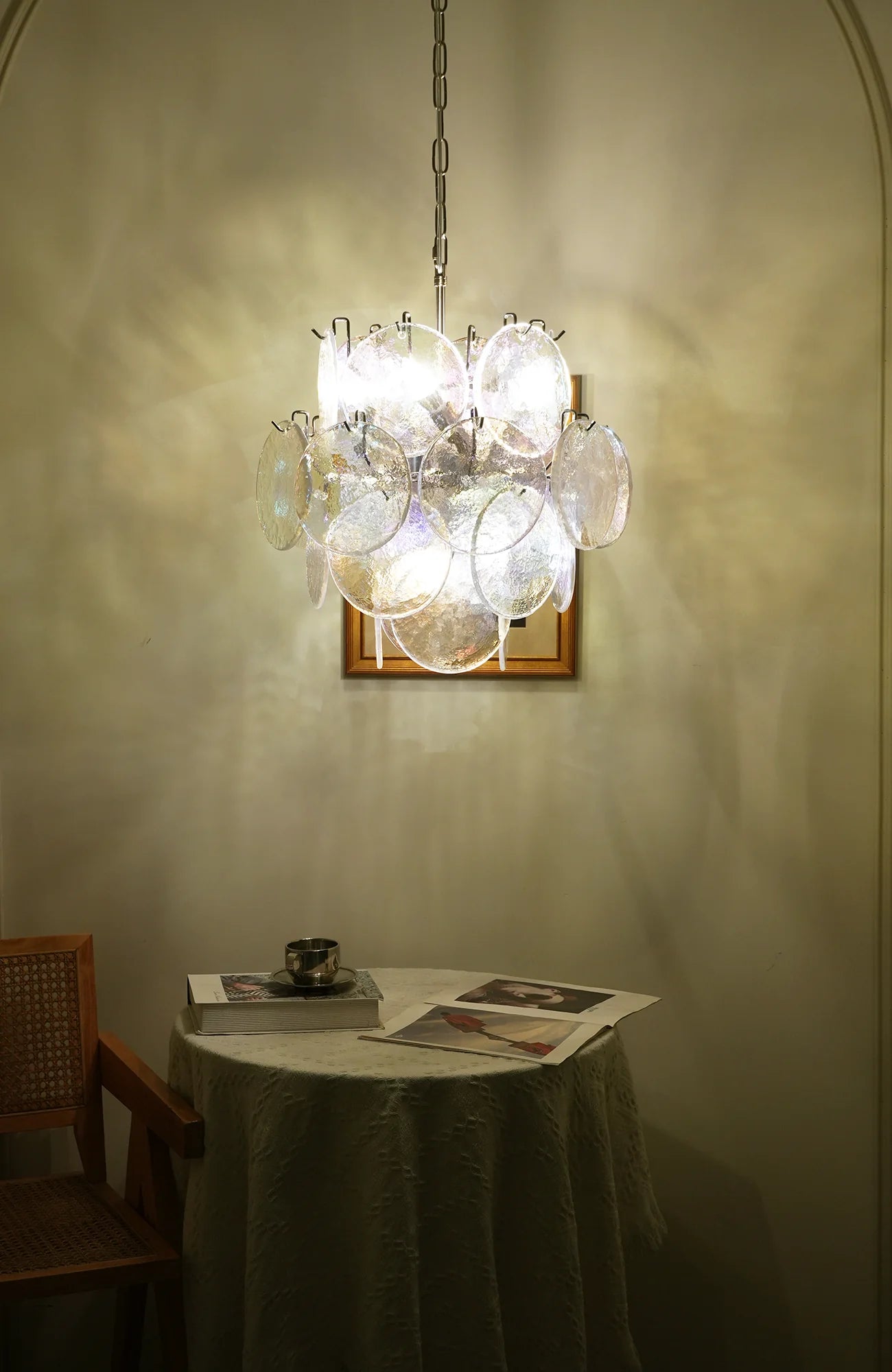 Vintage Murano Iridescent Glass Disks Chandelier - Nuvé
