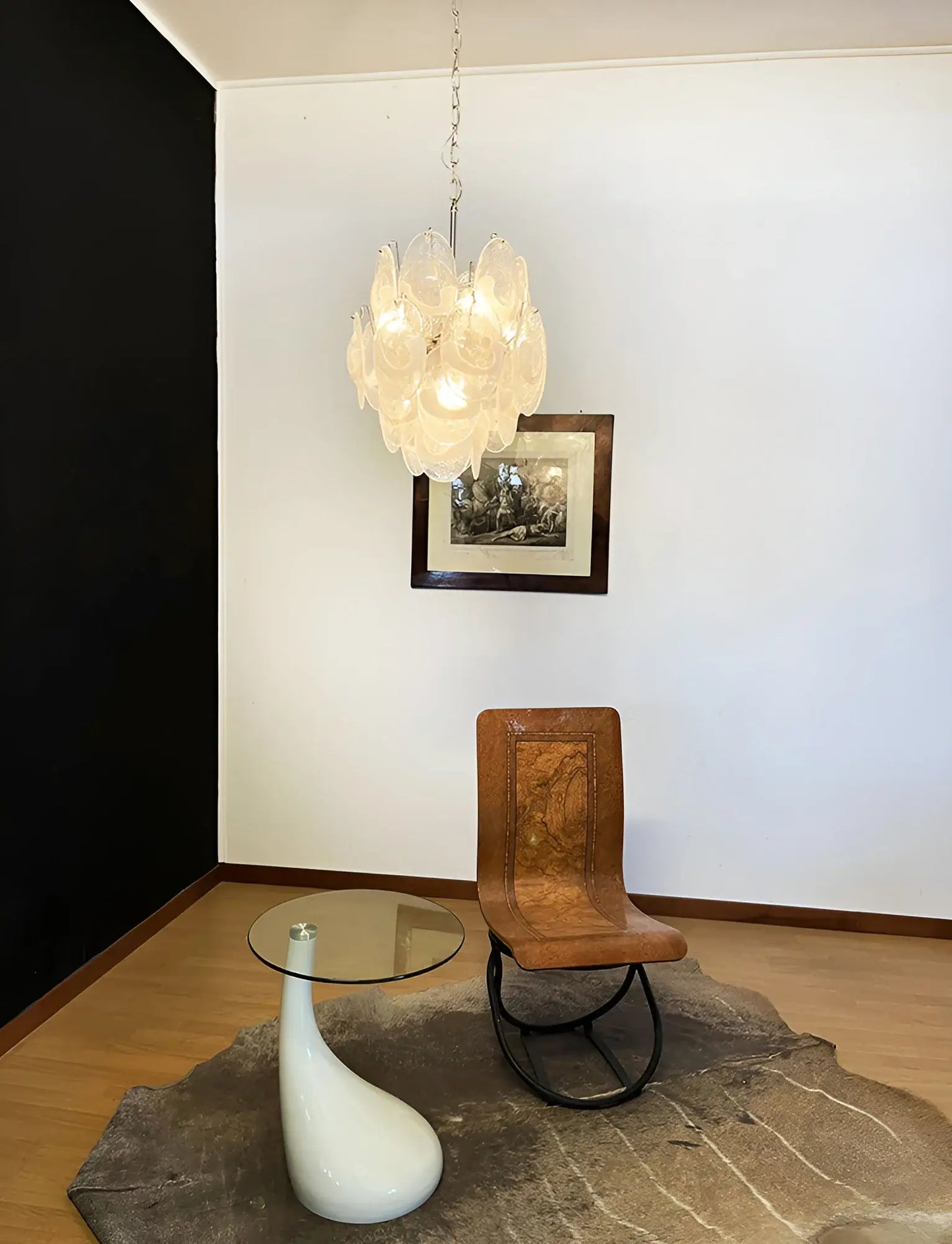 Vintage Murano Lattimo Glass White Chandelier - Nuvé