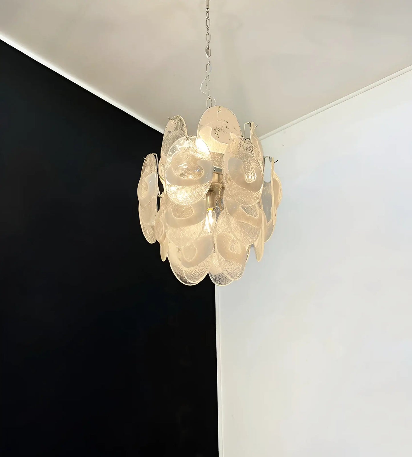 Vintage Murano Lattimo Glass White Chandelier - Nuvé