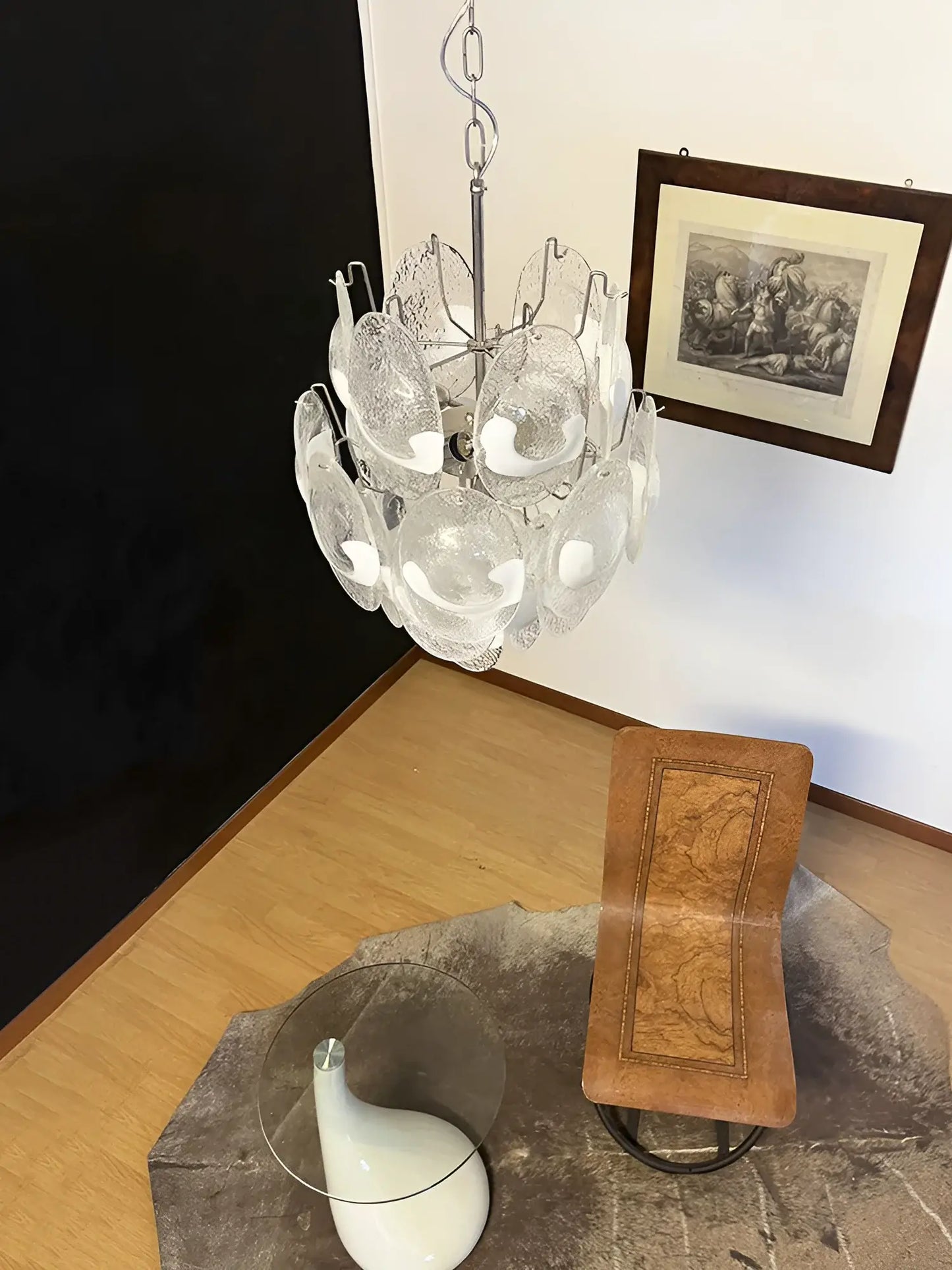 Vintage Murano Lattimo Glass White Chandelier - Nuvé