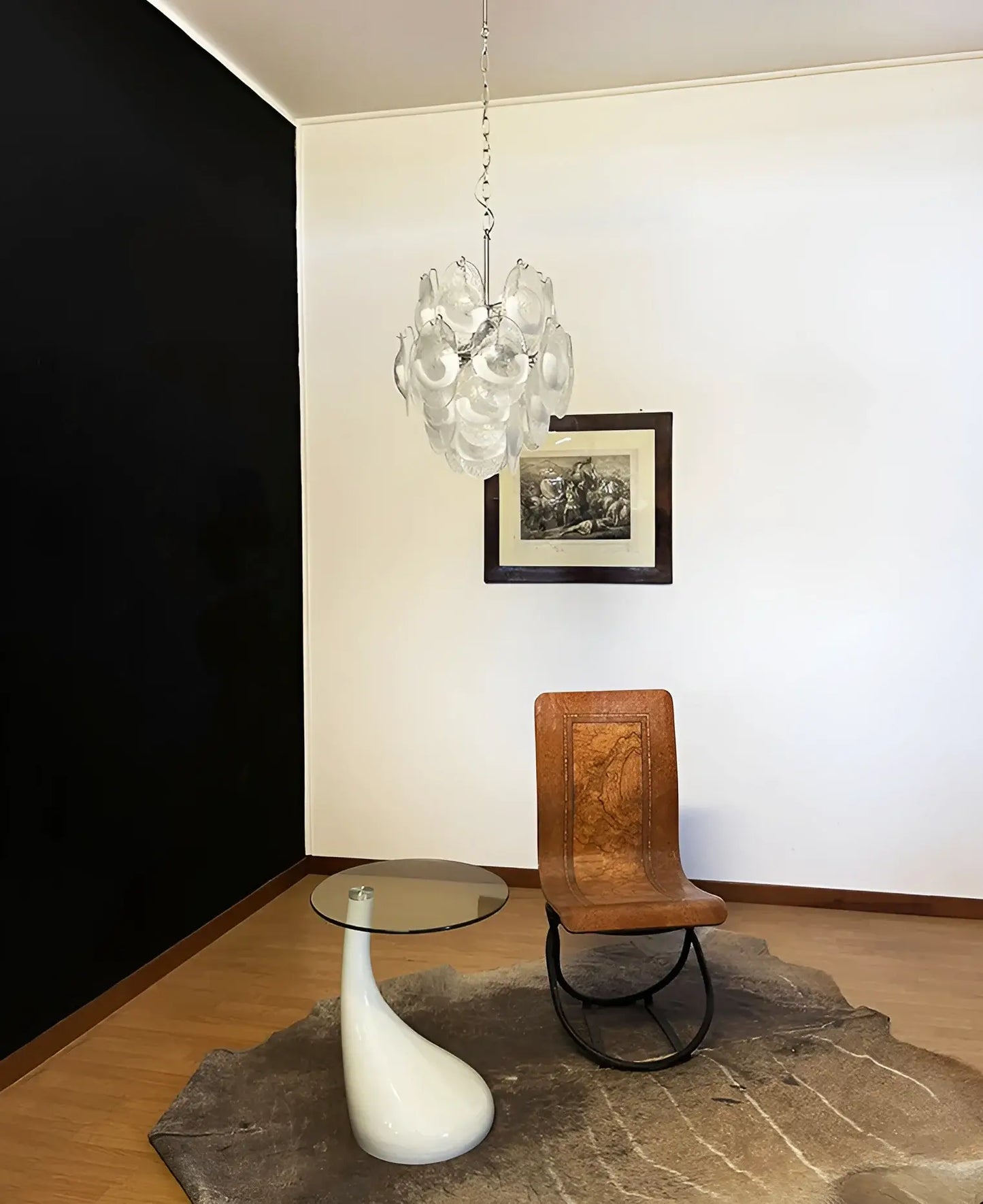 Vintage Murano Lattimo Glass White Chandelier - Nuvé