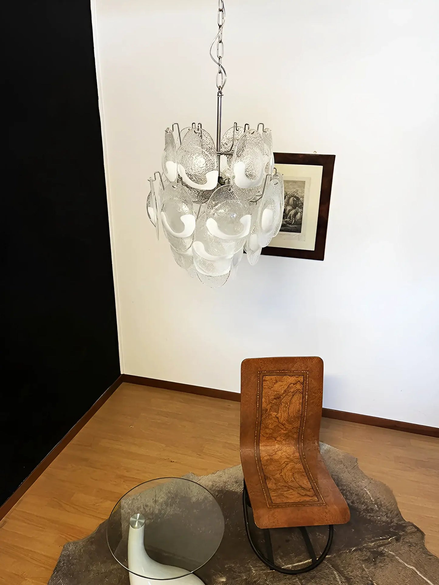 Vintage Murano Lattimo Glass White Chandelier - Nuvé